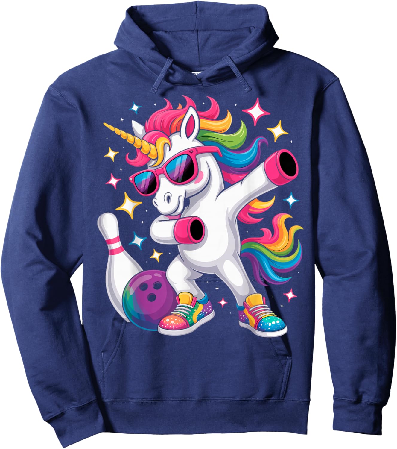 Kids Funny Bowling Bowling Unicorn Dabbing Dab Bowler Hoodie - Hoodie | Navy