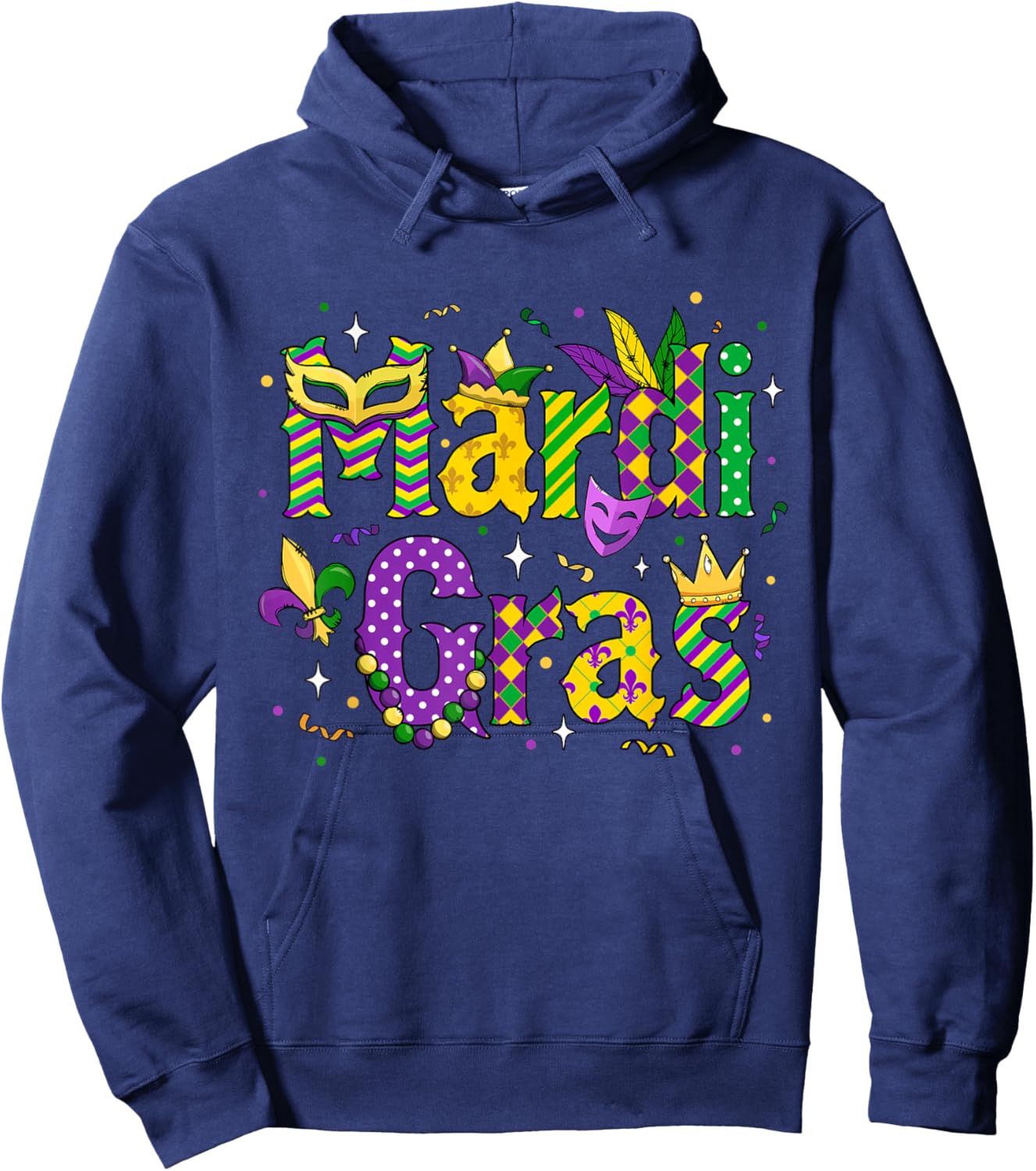 Funny Mardi Gras Parade Outfit Jester Hat Men Women Kids Hoodie - Hoodie | Navy
