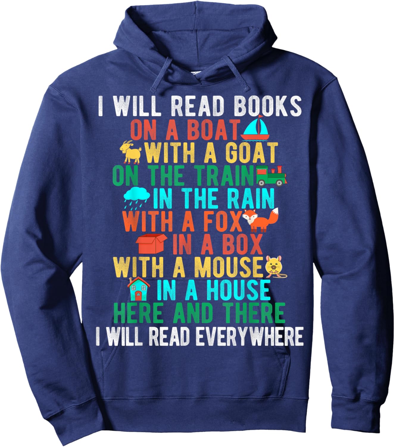 I Will Read Book on Boat Funny Words for Kids Hoodie - Hoodie | Navy