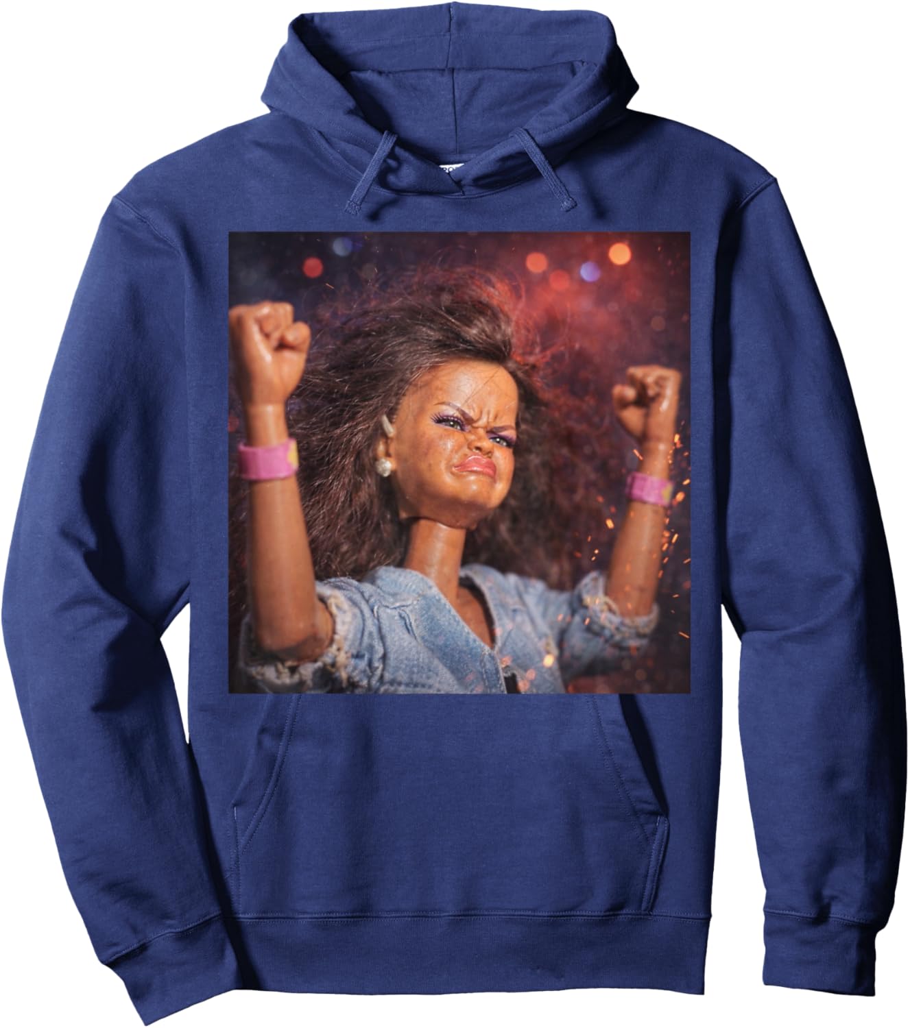 Funny Party Doll Meme Doll Face Meme Reaction Gen Z Brainrot Hoodie - Hoodie | Navy