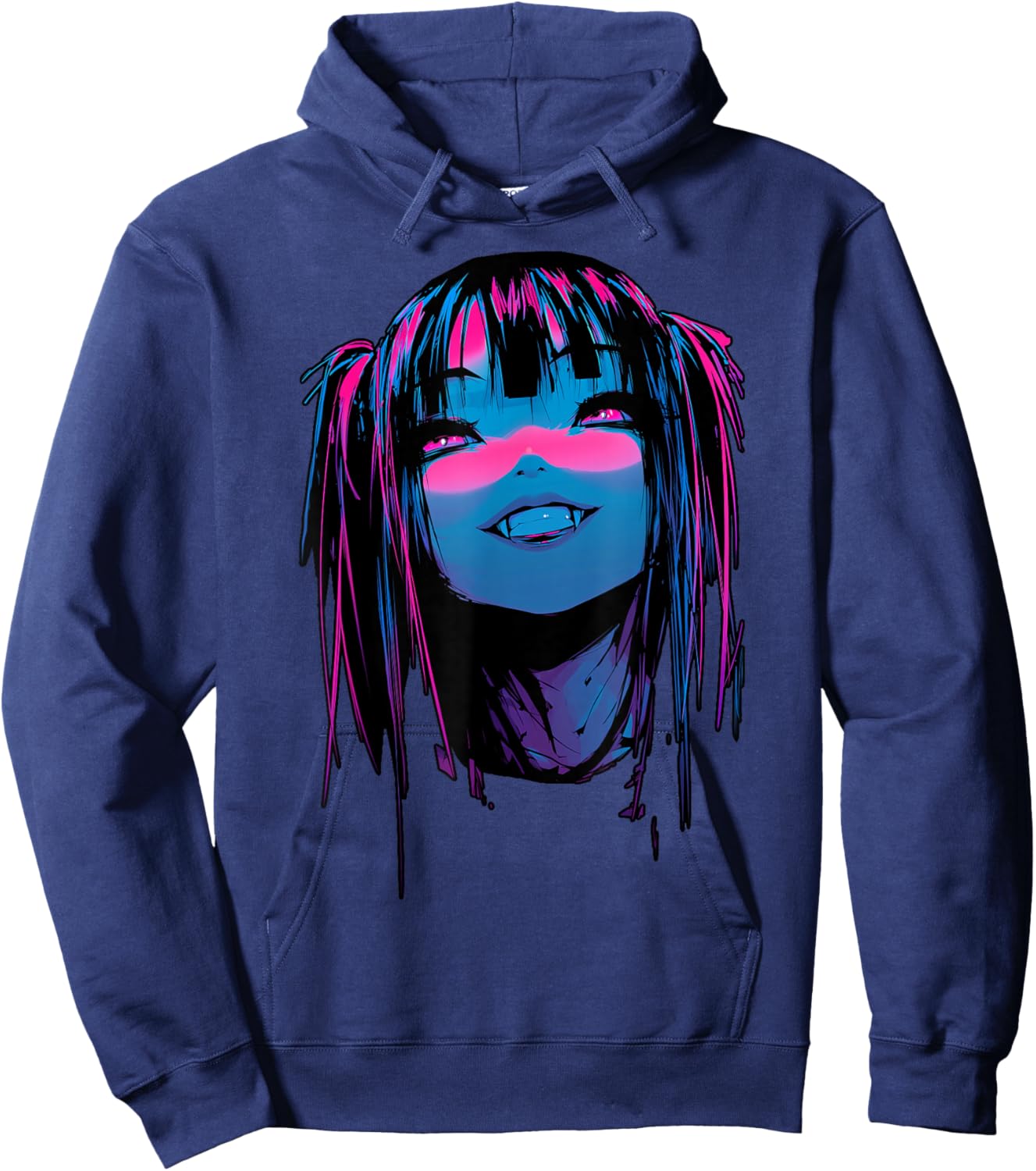 Horror Anime Waifu Girl Japanese Vampire Graphic Hoodie - Hoodie | Navy