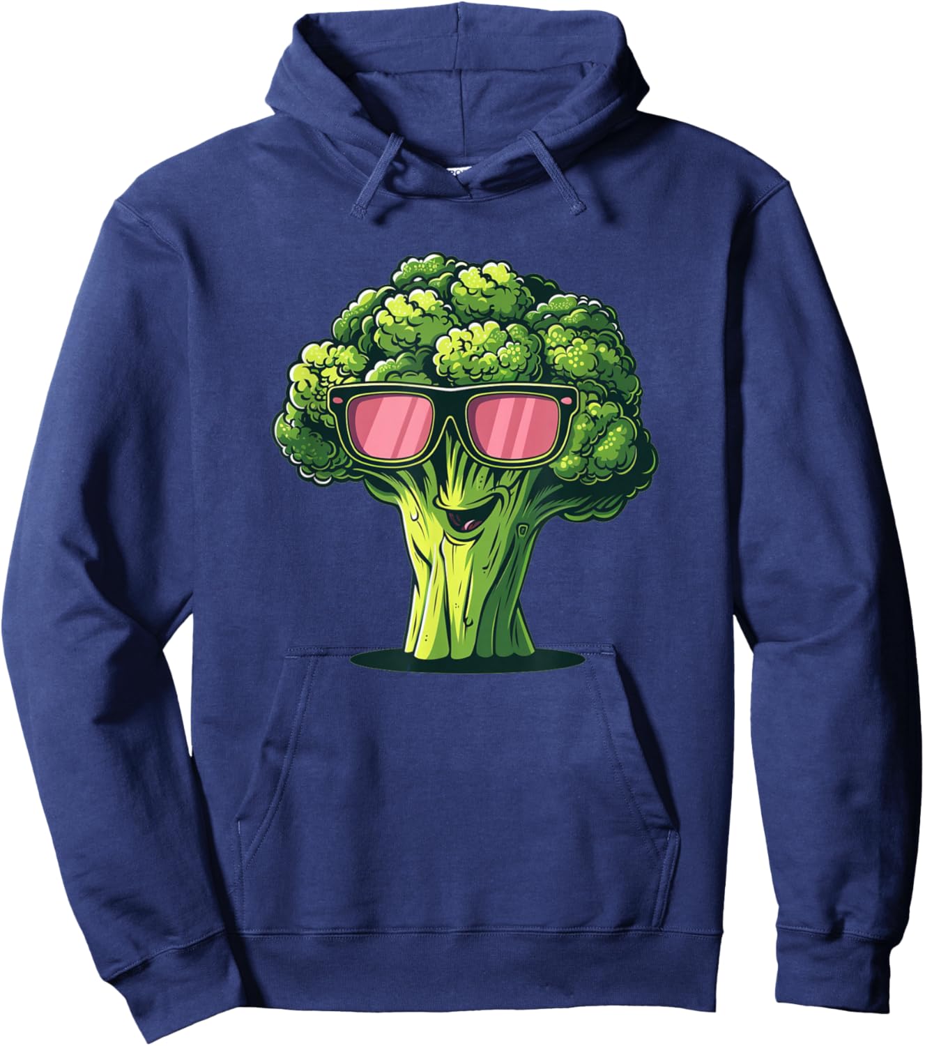Funny Broccoli Face with Sunglasses Costume Hoodie - Hoodie | Navy