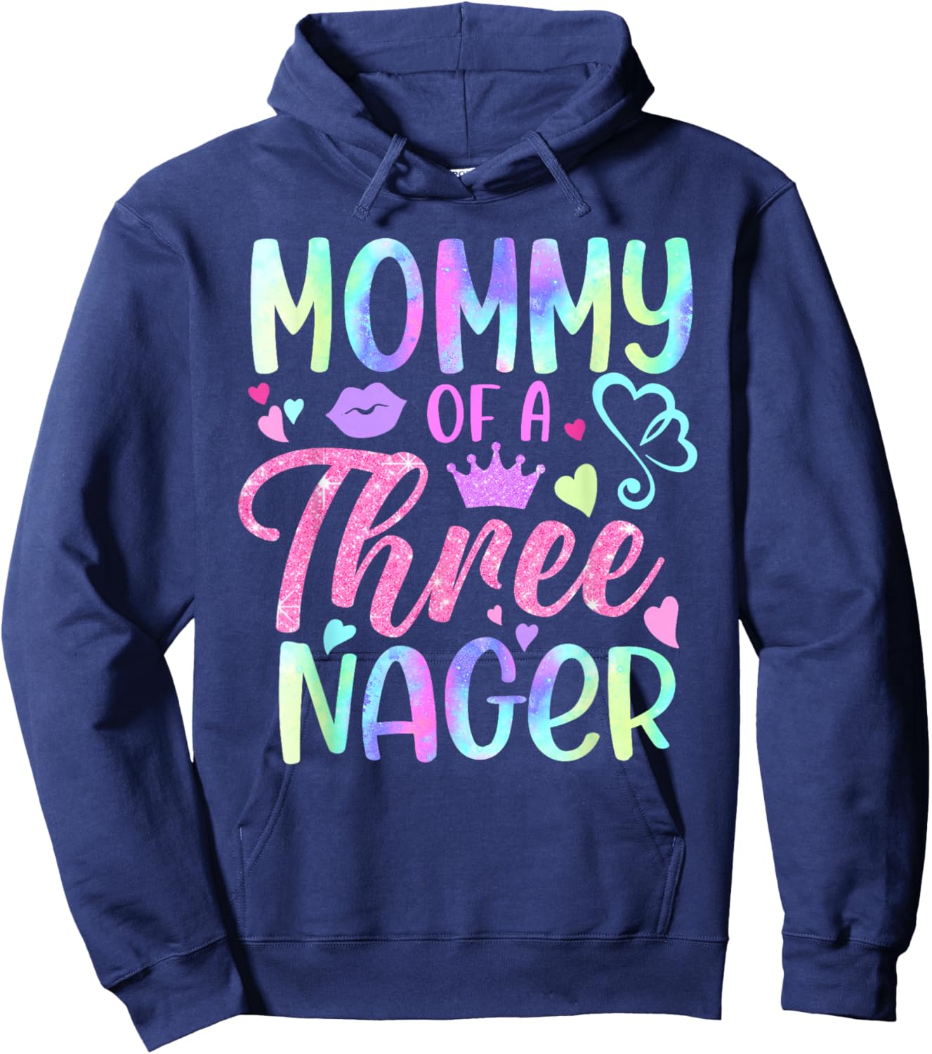 Mommy of A Threenager 3rd Birthday Matching Family Hoodie - Hoodie | Navy