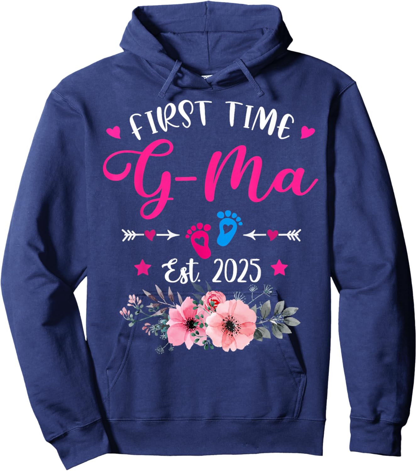 First Time G-Ma 2025 Mother's Day Soon To Be Mom Pregnancy Hoodie - Hoodie | Navy