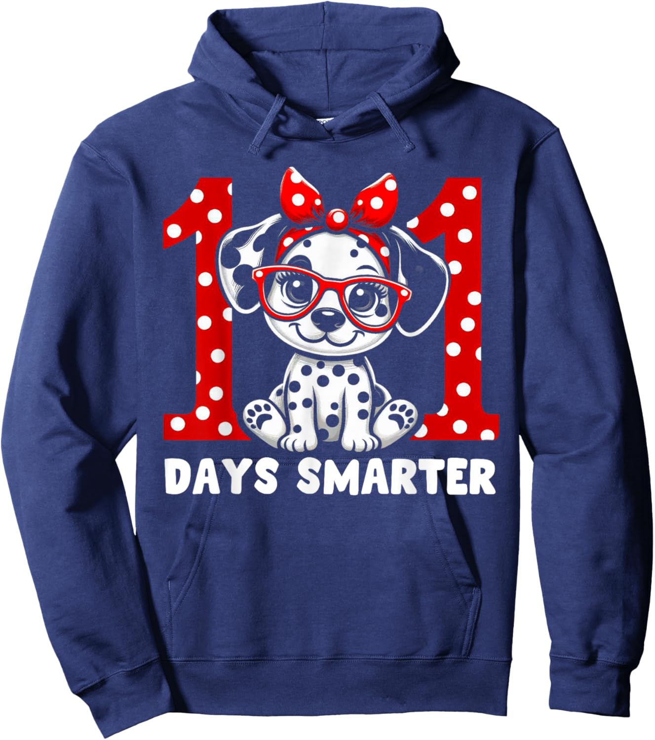 100 Days Smarter 100st Day School Dalmatian Dog Teacher Kids Hoodie - Hoodie | Navy