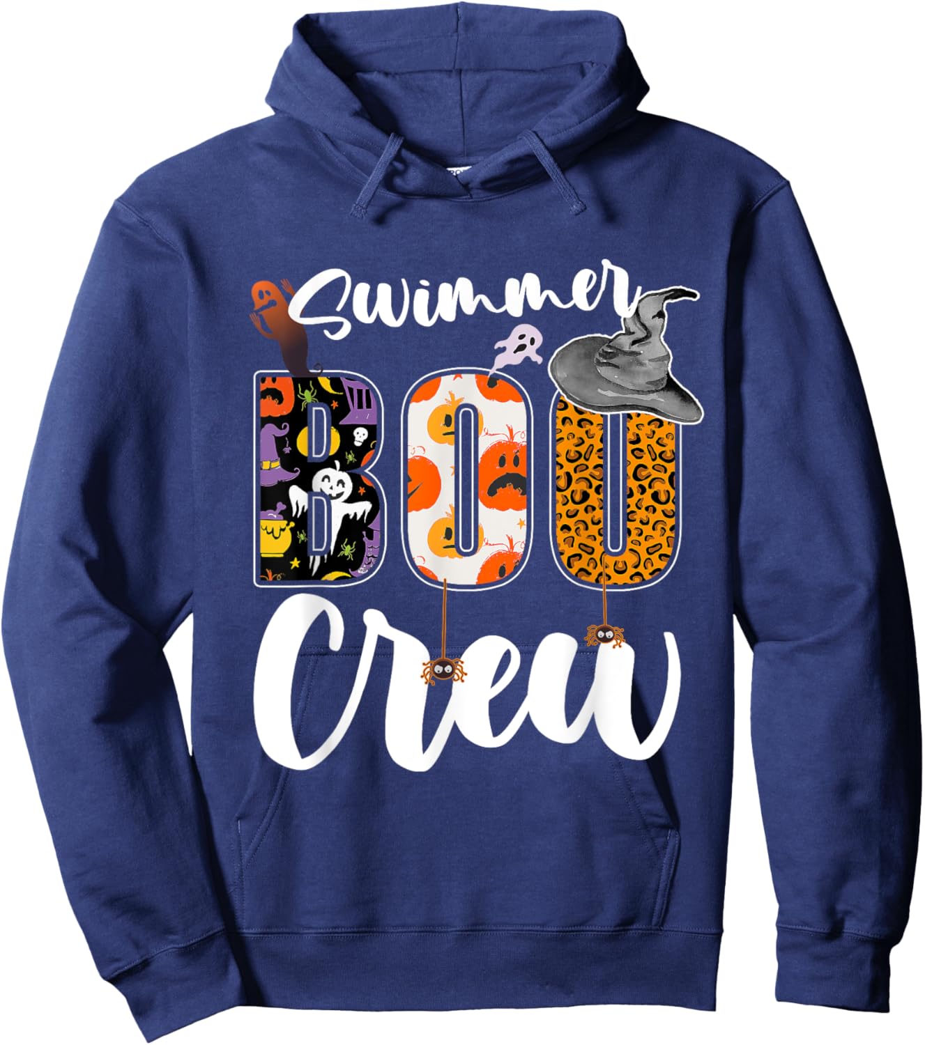 Swimmer Boo Crew Halloween Matching Swim Coach Hoodie - Hoodie | Navy