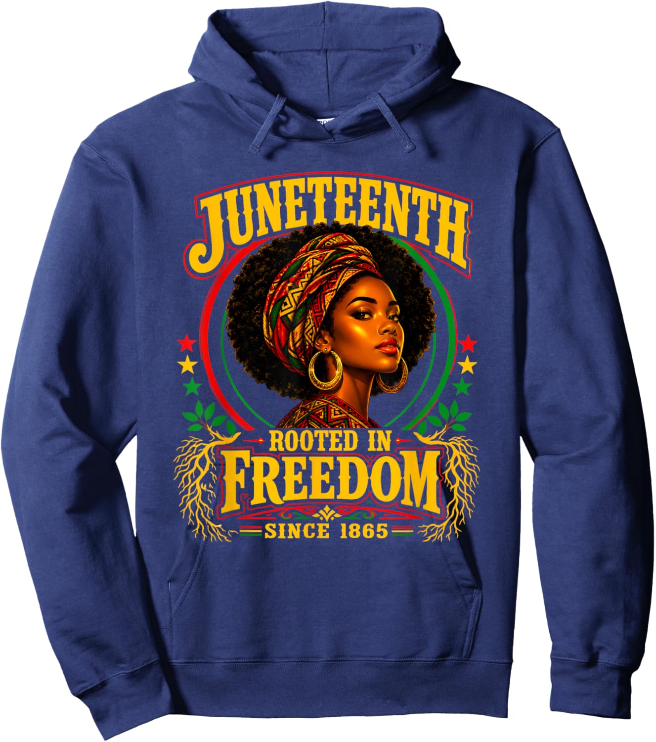 Juneteenth Black Women Rooted in Freedom 1865 Black History Hoodie - Hoodie | Navy