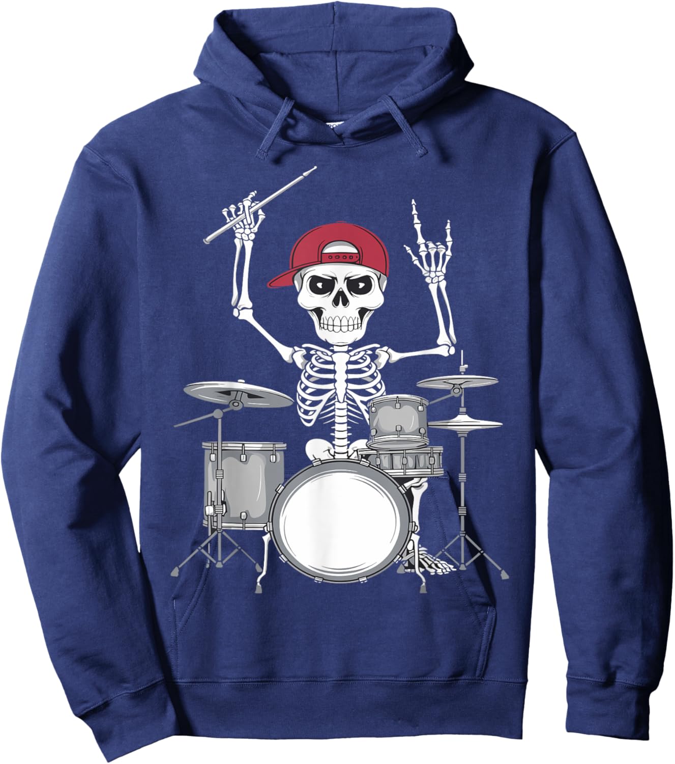 Skeleton Drummer Halloween Costume Playing Drums Boys Men Hoodie - Hoodie | Navy