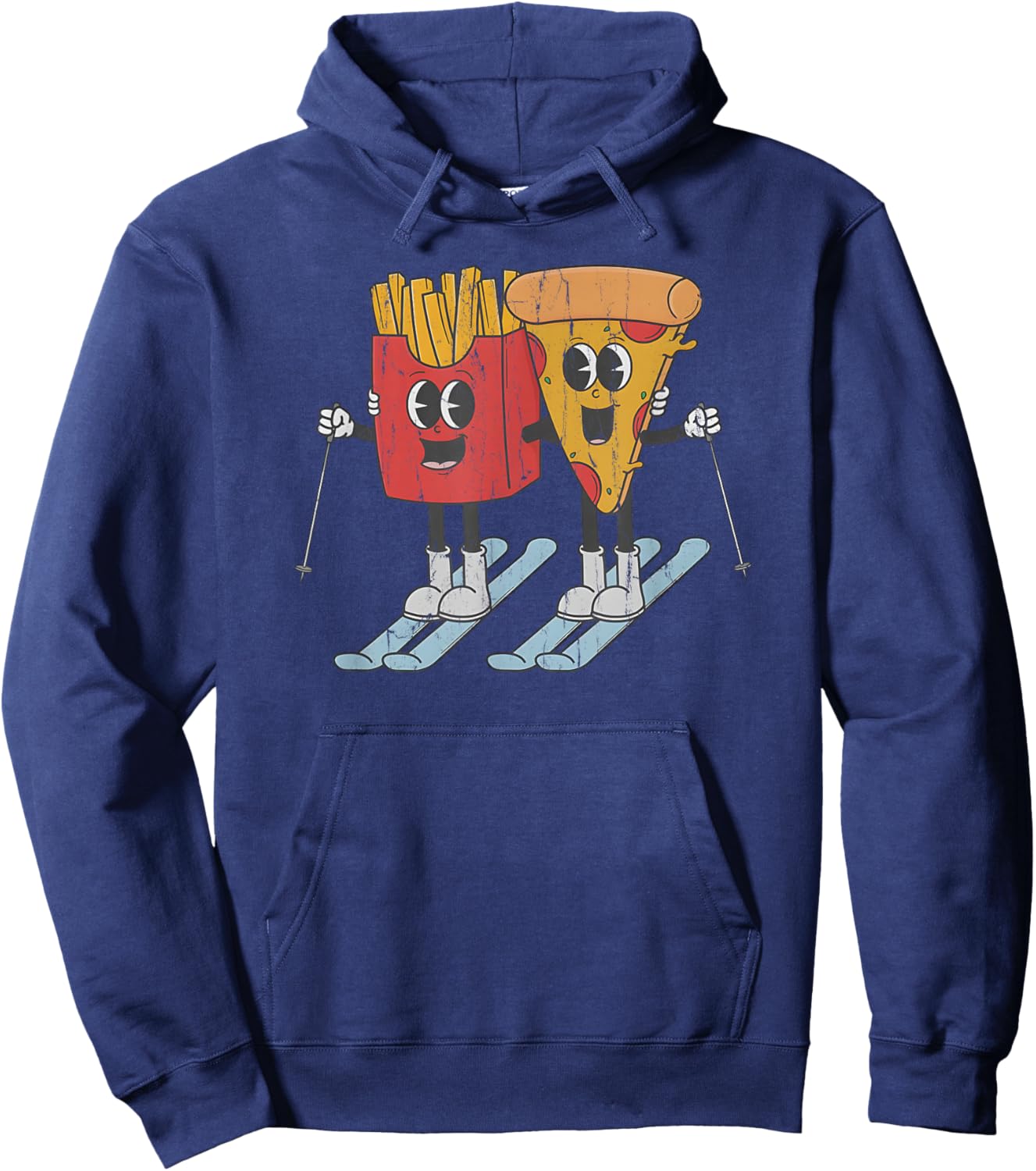 Pizza and French Fry, Funny Ski, Beginner Skier Hoodie - Hoodie | Navy