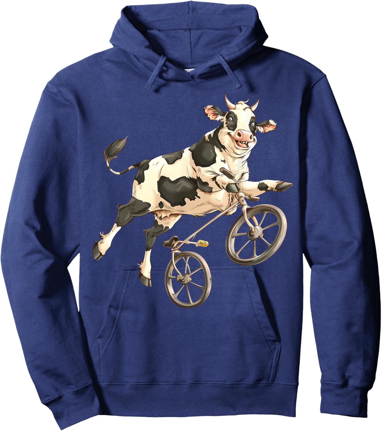 Cow Riding Bicycle Cute Biker Cyclist Cycling Cow Farmer Hoodie - Hoodie | Navy
