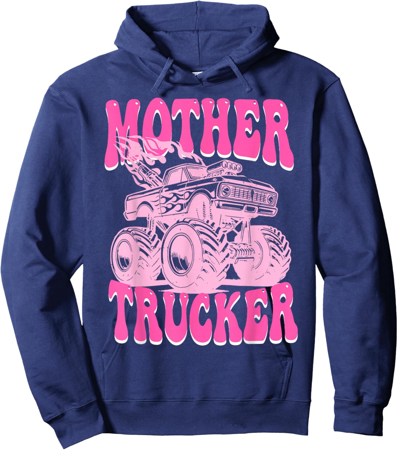 Groovy Mother Trucker Funny Truck and Mom Mama Racing Hoodie - Hoodie | Navy