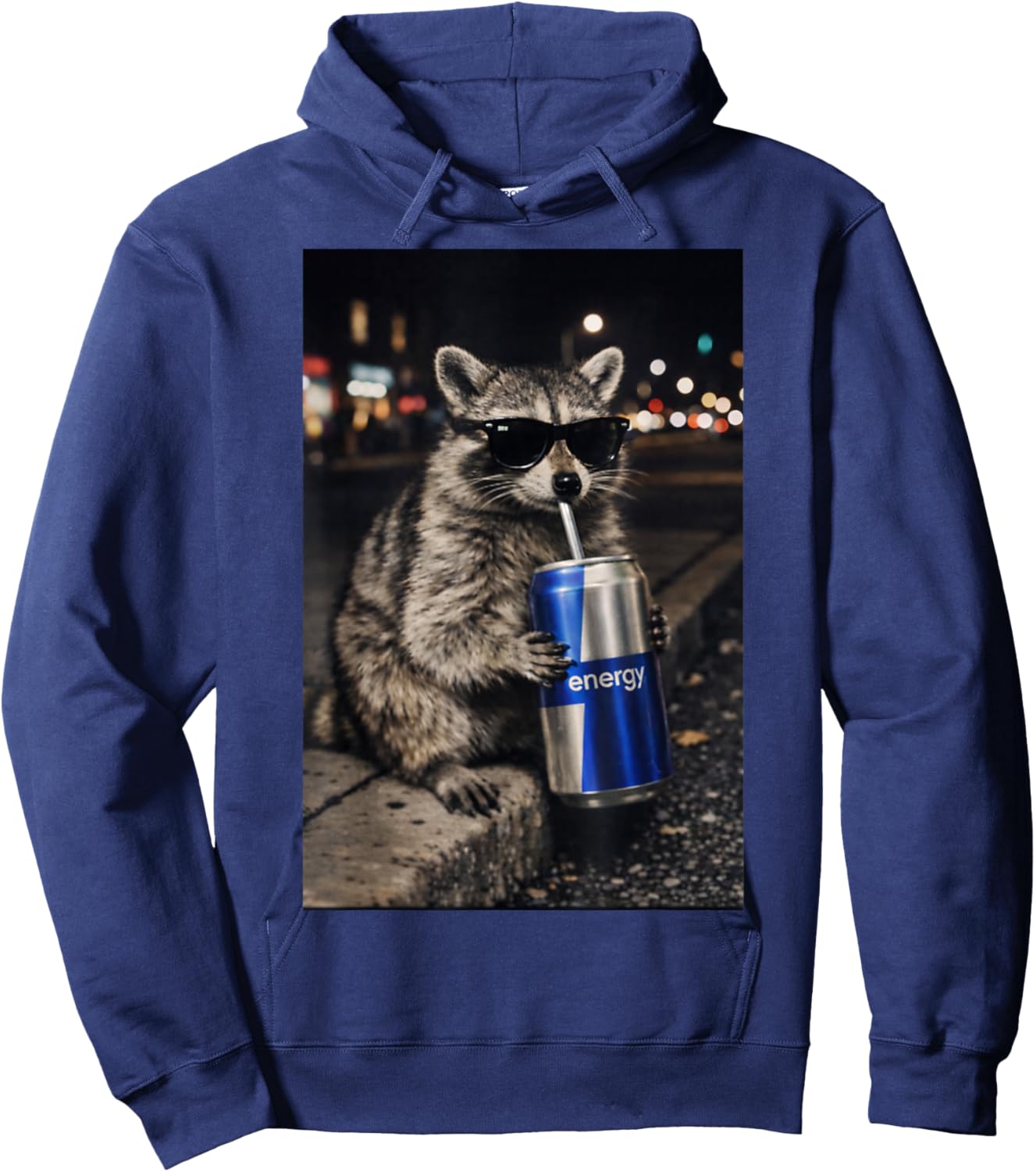 Raccoons Energy Drink Animal Meme Genz Dank Raccoon Meme Hoodie - Hoodie | Navy