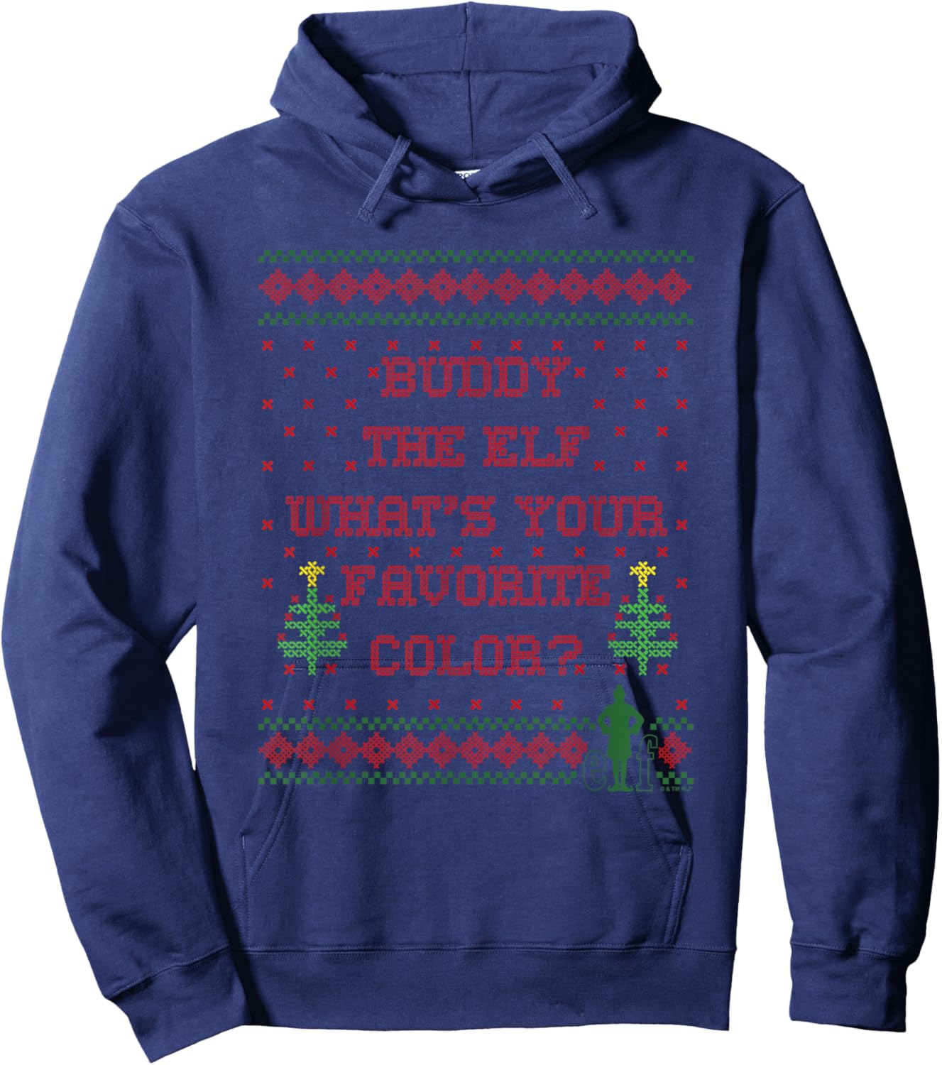 Elf What's Your Favorite Color Faux Sweater Hoodie - Hoodie | Navy