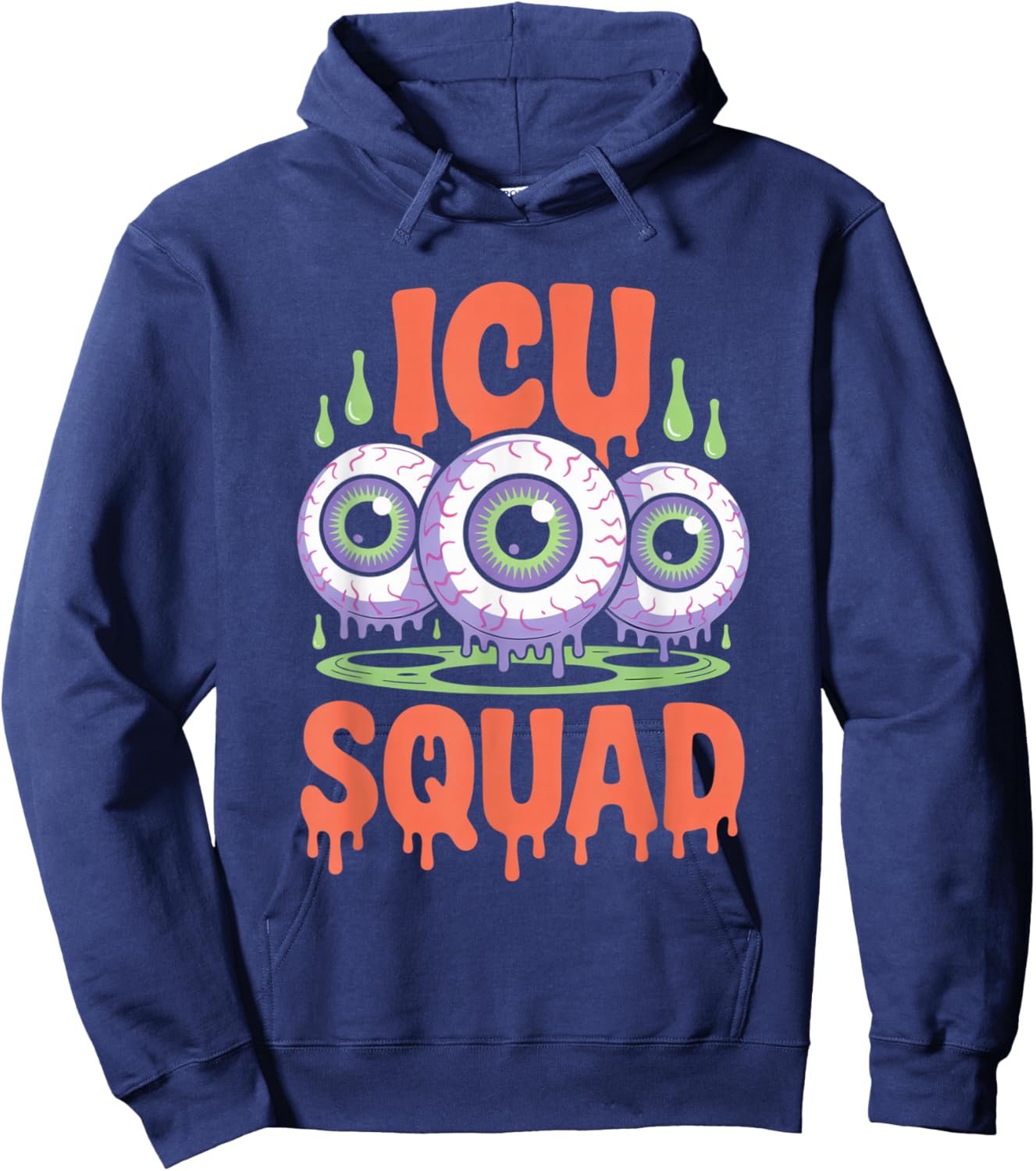 ICU Squad Funny Eyeball Halloween Costume Graphic Hoodie - Hoodie | Navy