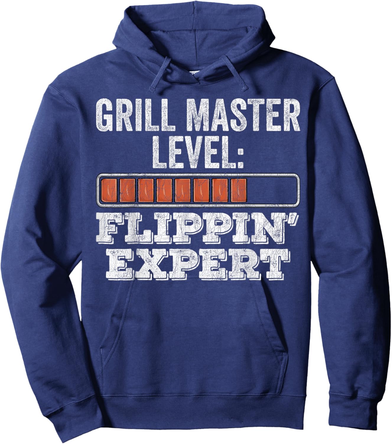 BBQ Grill Dad, Vintage Grill Master Level Flippin' Expert Hoodie - Hoodie | Navy