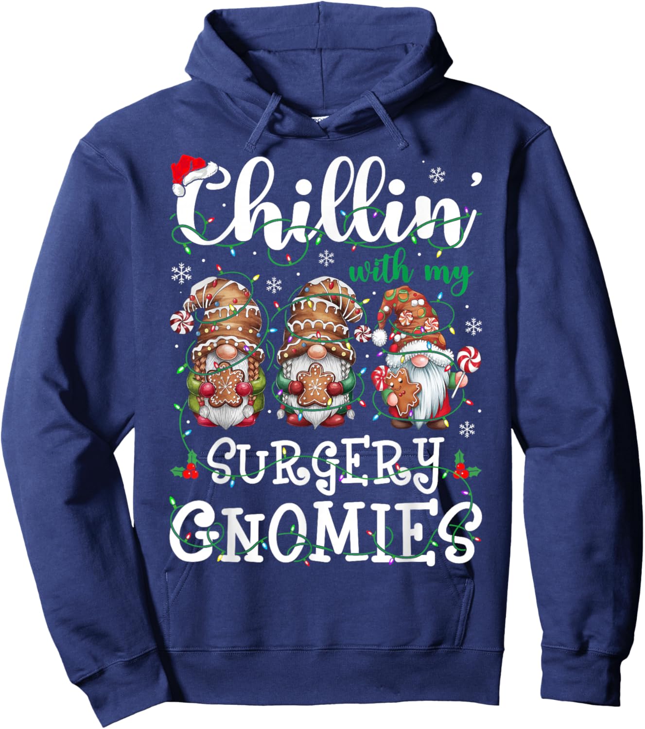 Chillin With My Surgery Gnomies Christmas Surgical Nurse Hoodie - Hoodie | Navy
