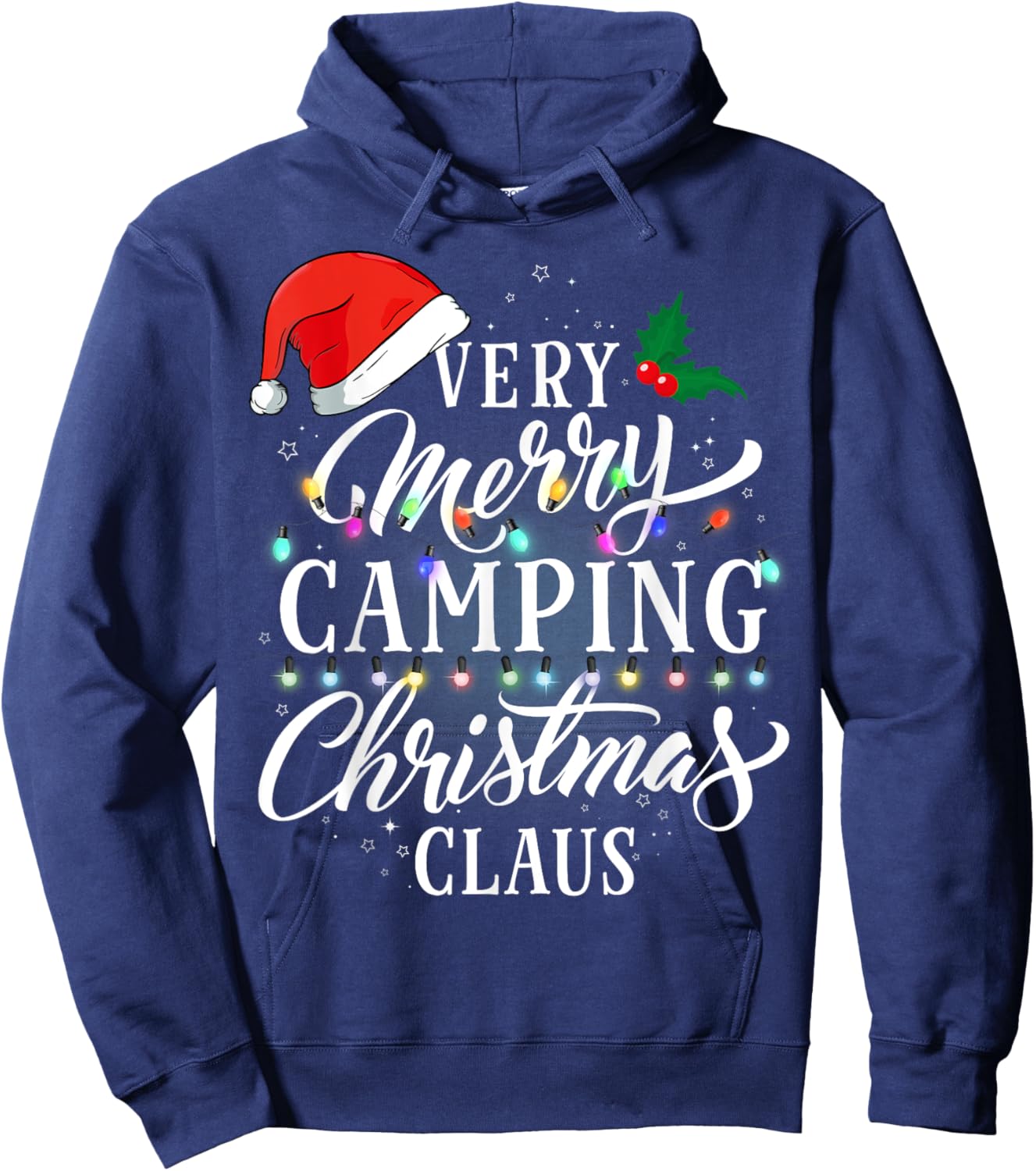 Very Merry Camping Christmas Claus Pajamas Hoodie - Hoodie | Navy