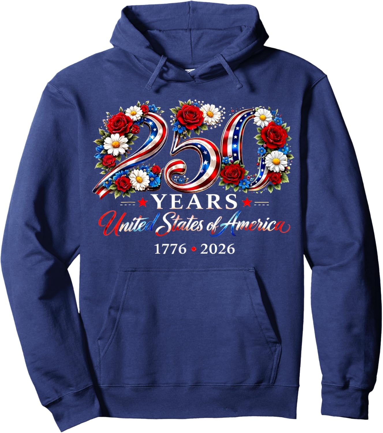 250 Year United States of America 1776 2026 Independence Day Hoodie - Hoodie | Navy