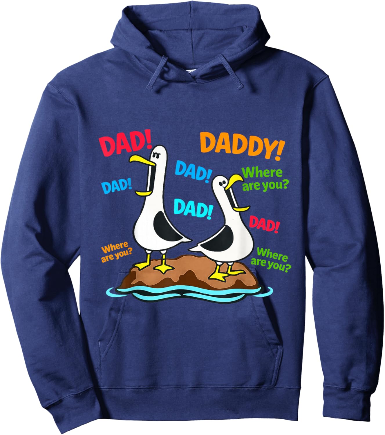 Funny Seagull Dad Daddy Ocean Bird Fathers Day Hoodie - Hoodie | Navy