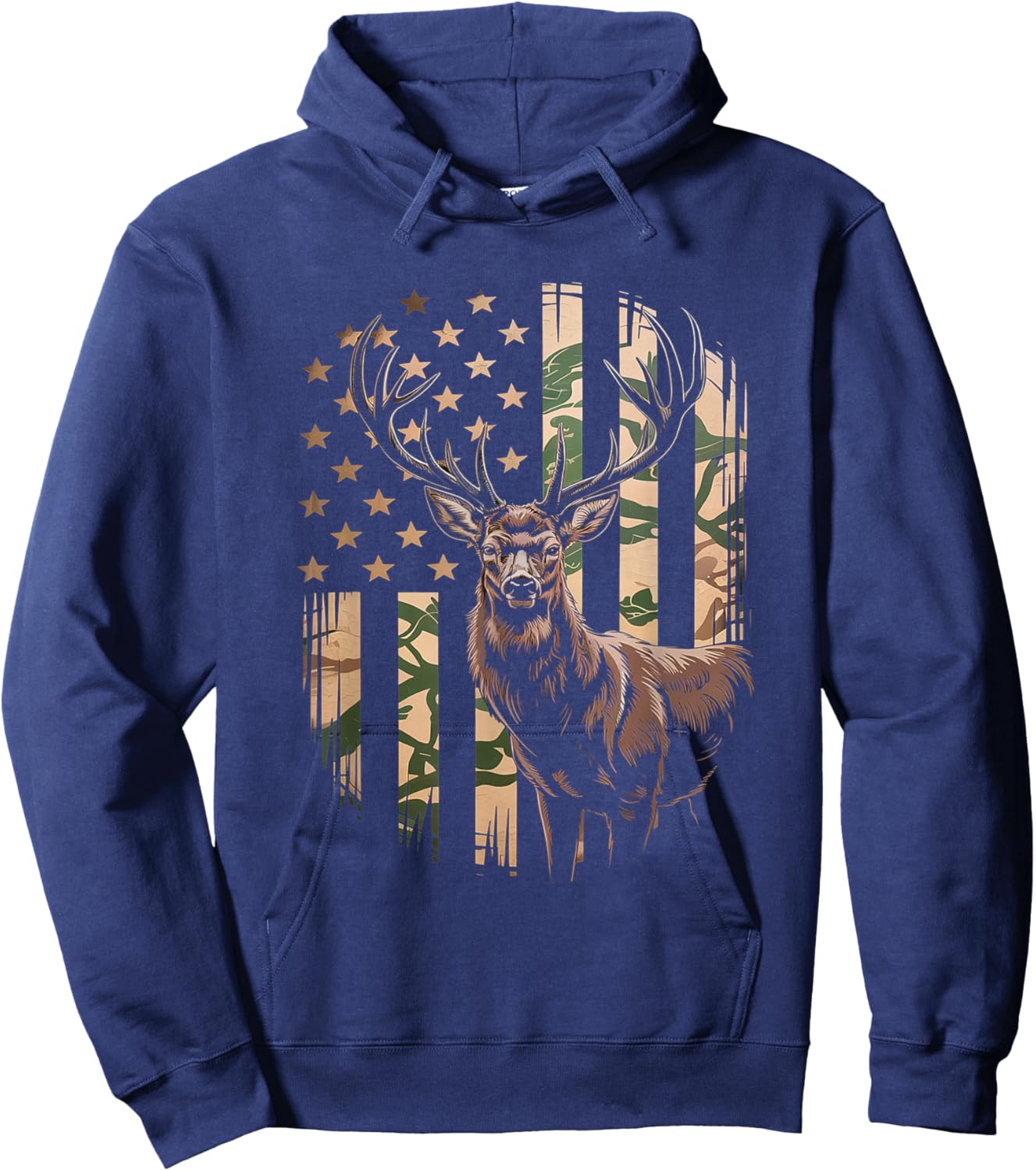 Deer Hunting Camo American Flag - Buck USA Hoodie - Hoodie | Navy