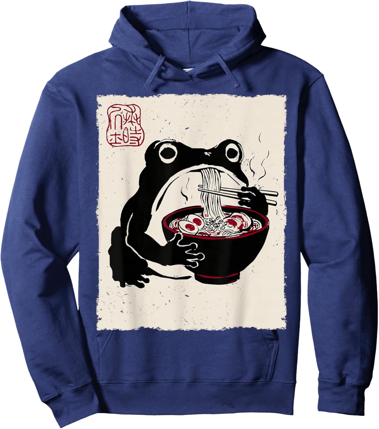 Grumpy Frog Funny Ramen Anime Japanese Hoodie - Hoodie | Navy