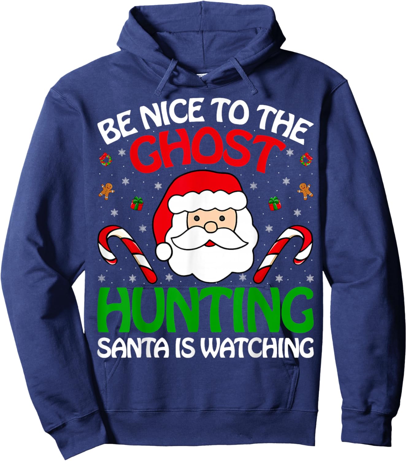 Ghost Hunting Santa Watching Christmas Paranormal Researcher Hoodie - Hoodie | Navy