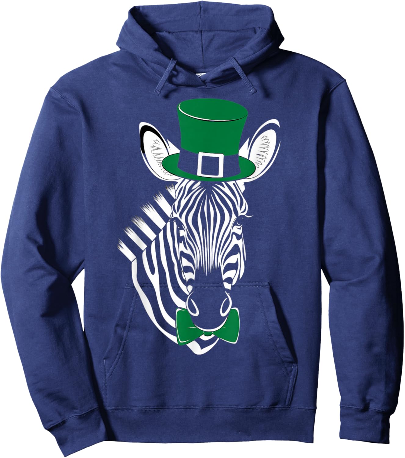 Green Zebra shamrock on St Patricks Day Zebra Hoodie - Hoodie | Navy
