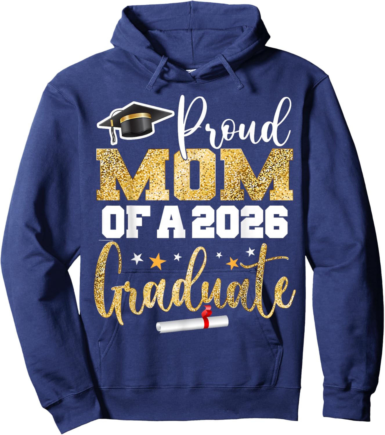 Proud Mom of A Class of 2026 Graduate Senior Graduation Hoodie - Hoodie | Navy