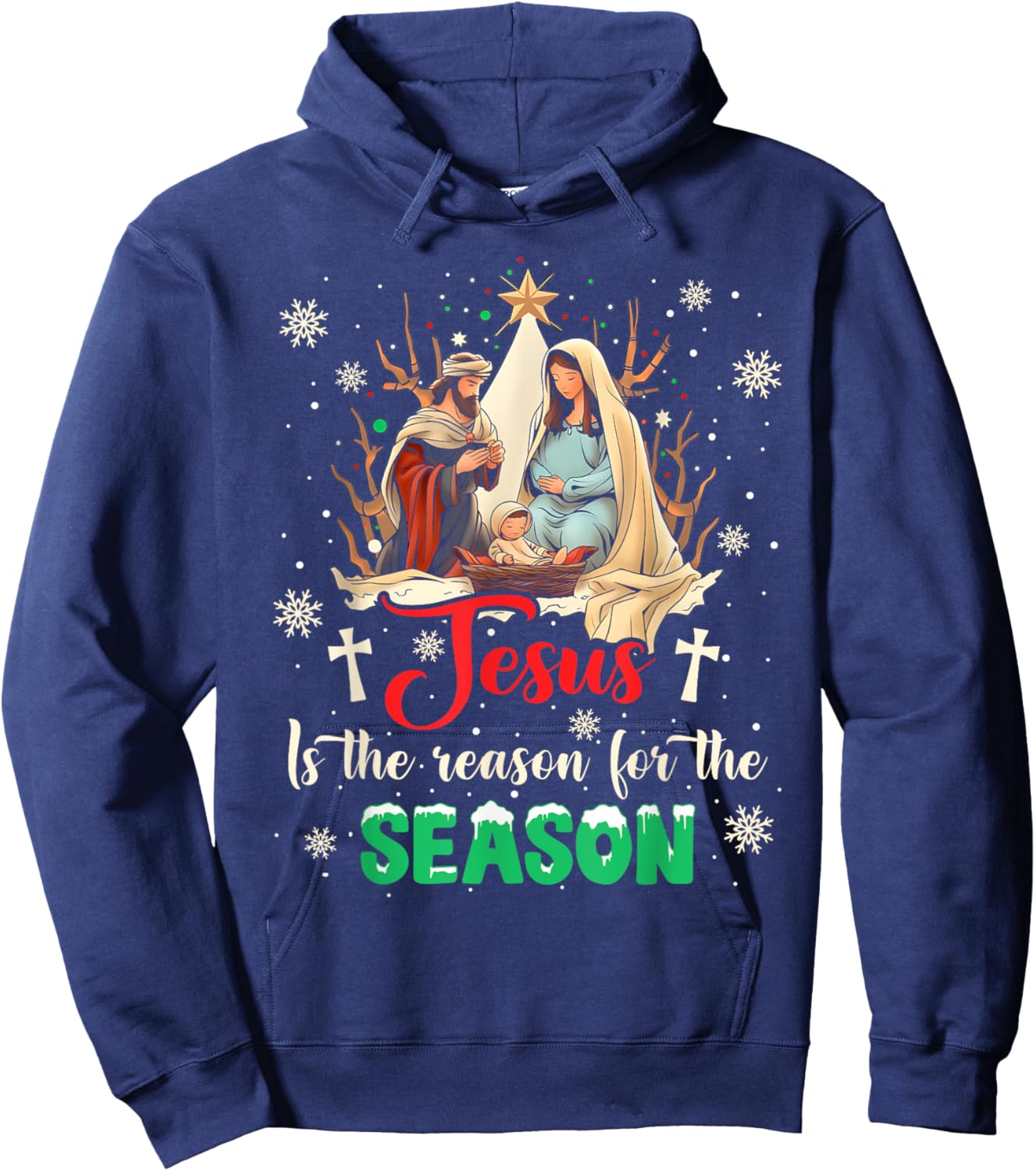 Christmas Nativity Jesus Is The Reason For The Season Manger Hoodie - Hoodie | Navy