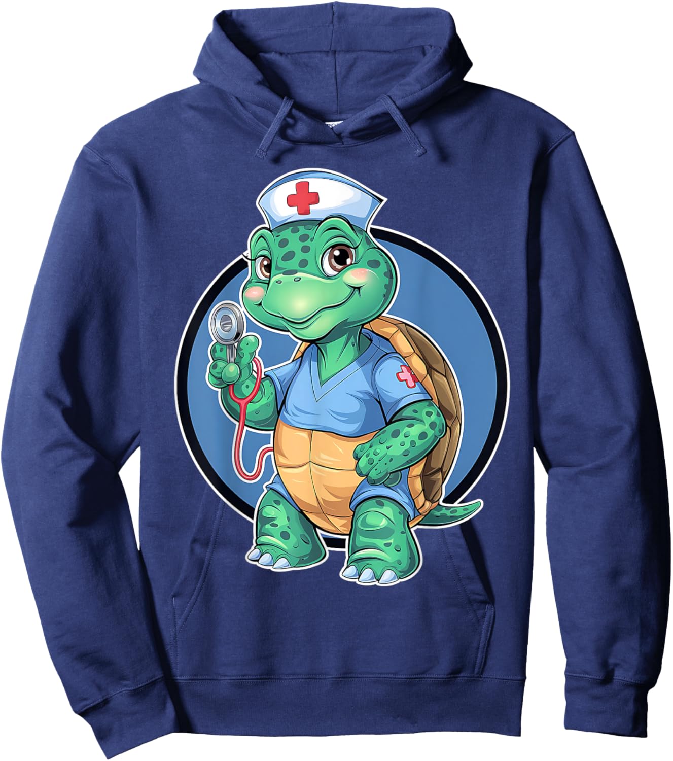 Cute Nurse Turtle – Funny Medical & Nurse Appreciation Hoodie - Hoodie | Navy