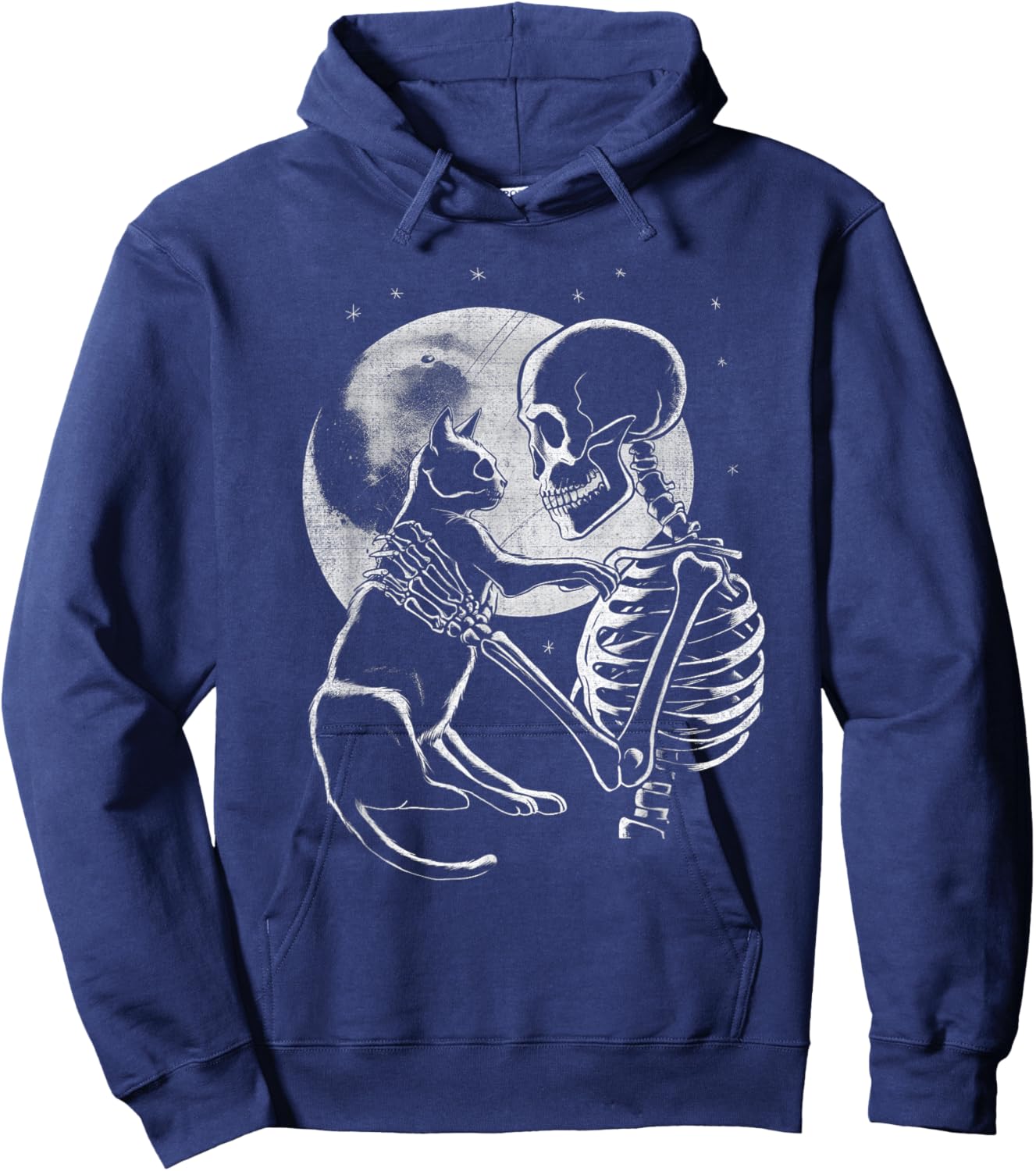 Skeleton Holding A Cat Funny Halloween Men Women Girl Kids Hoodie - Hoodie | Navy