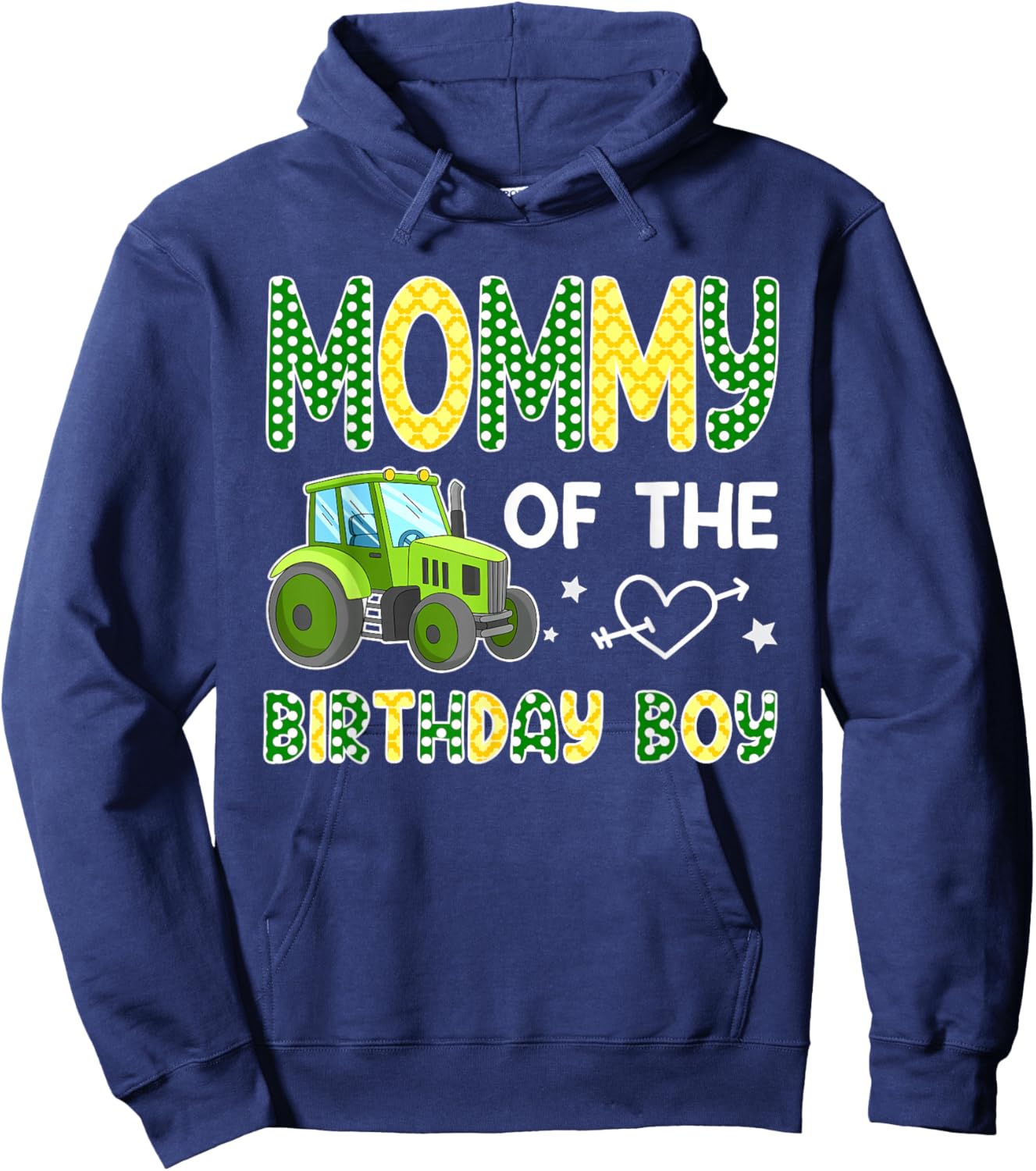 Mommy of The Birthday Boy Family Tractors Farm Trucks Hoodie - Hoodie | Navy