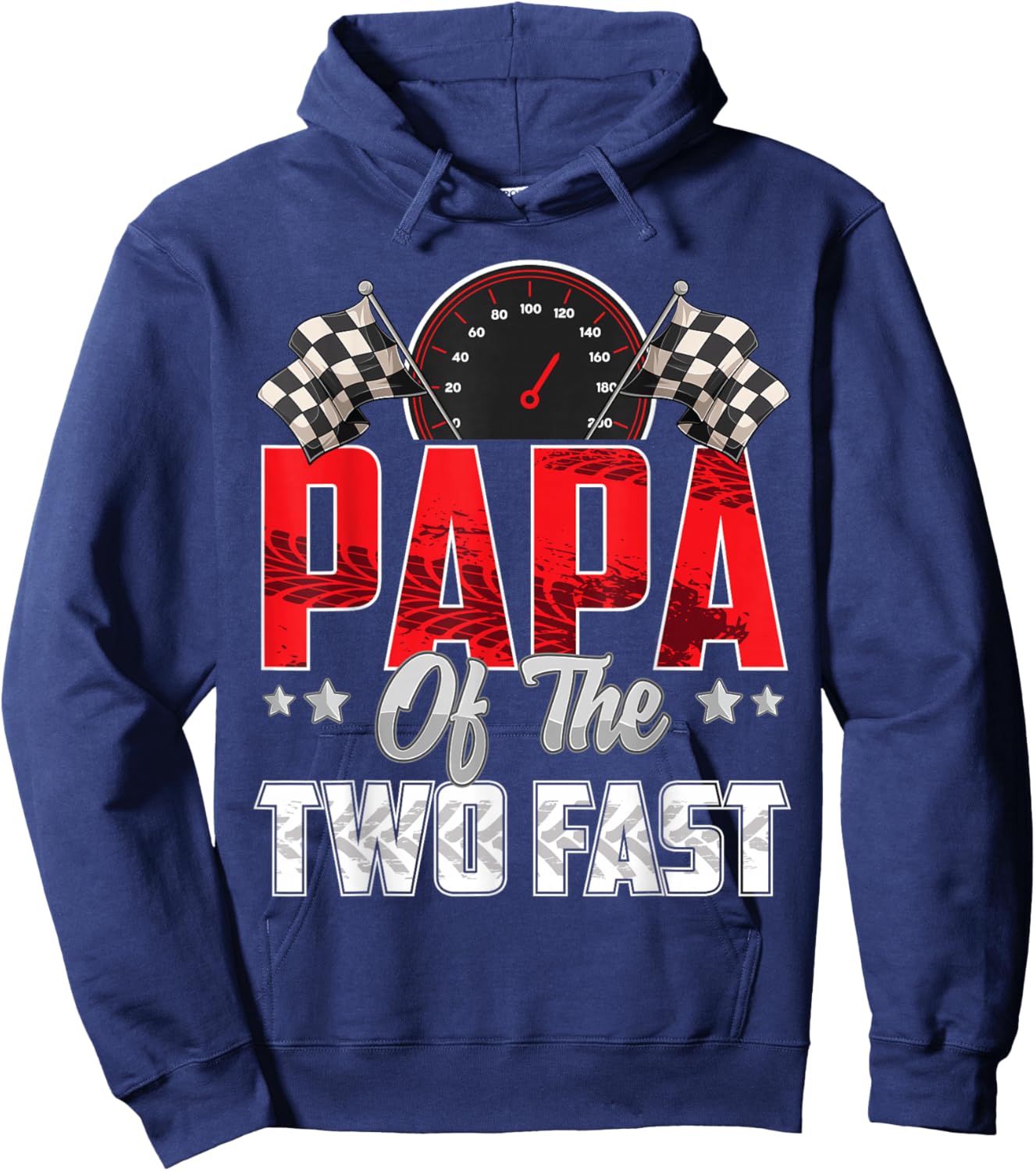 2 year old racing car two fast birthday 2nd Family Papa Hoodie - Hoodie | Navy