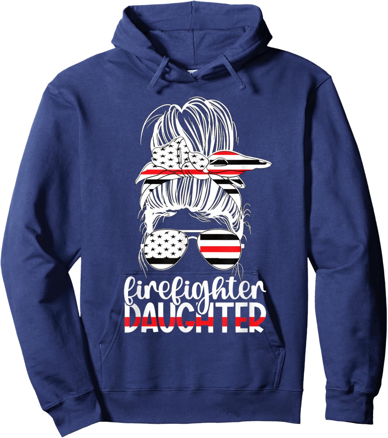 Firefighter Daughter Messy Bun Fireman Daughter Hoodie - Hoodie | Navy