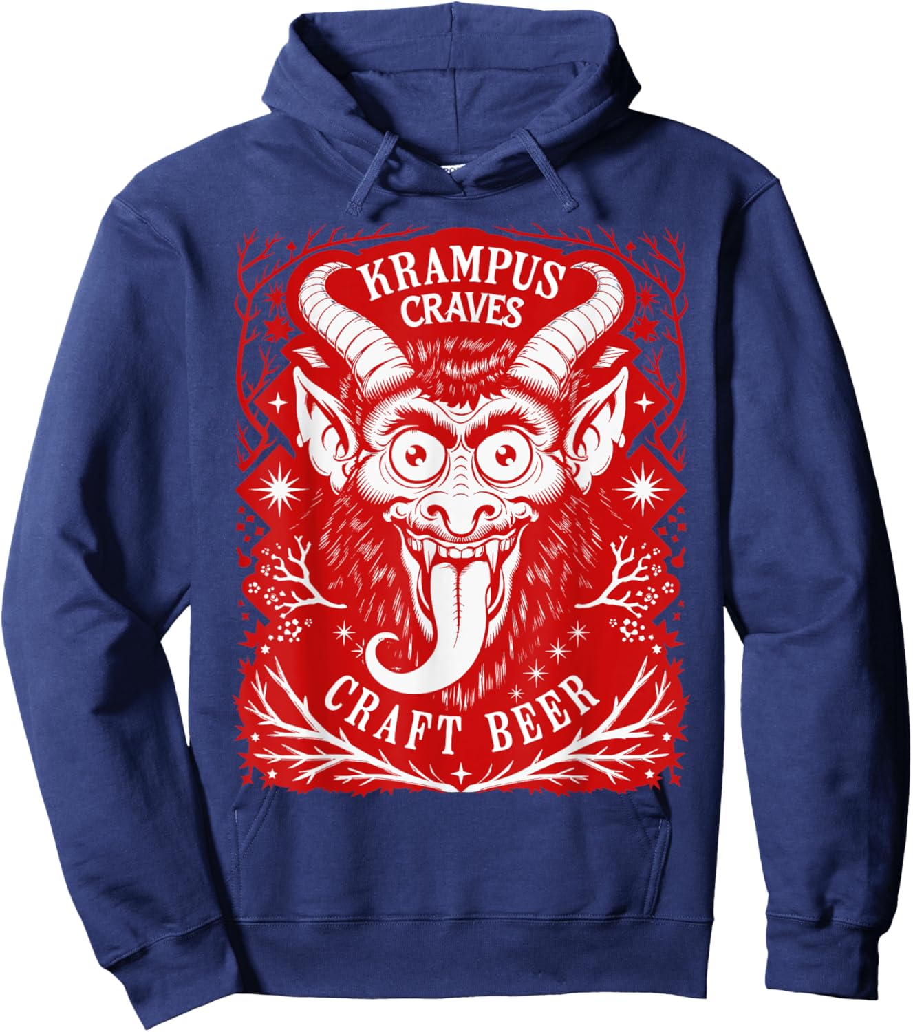 Funny Craft Beer German Krampus Folklore Krampus Craves Beer Hoodie - Hoodie | Navy