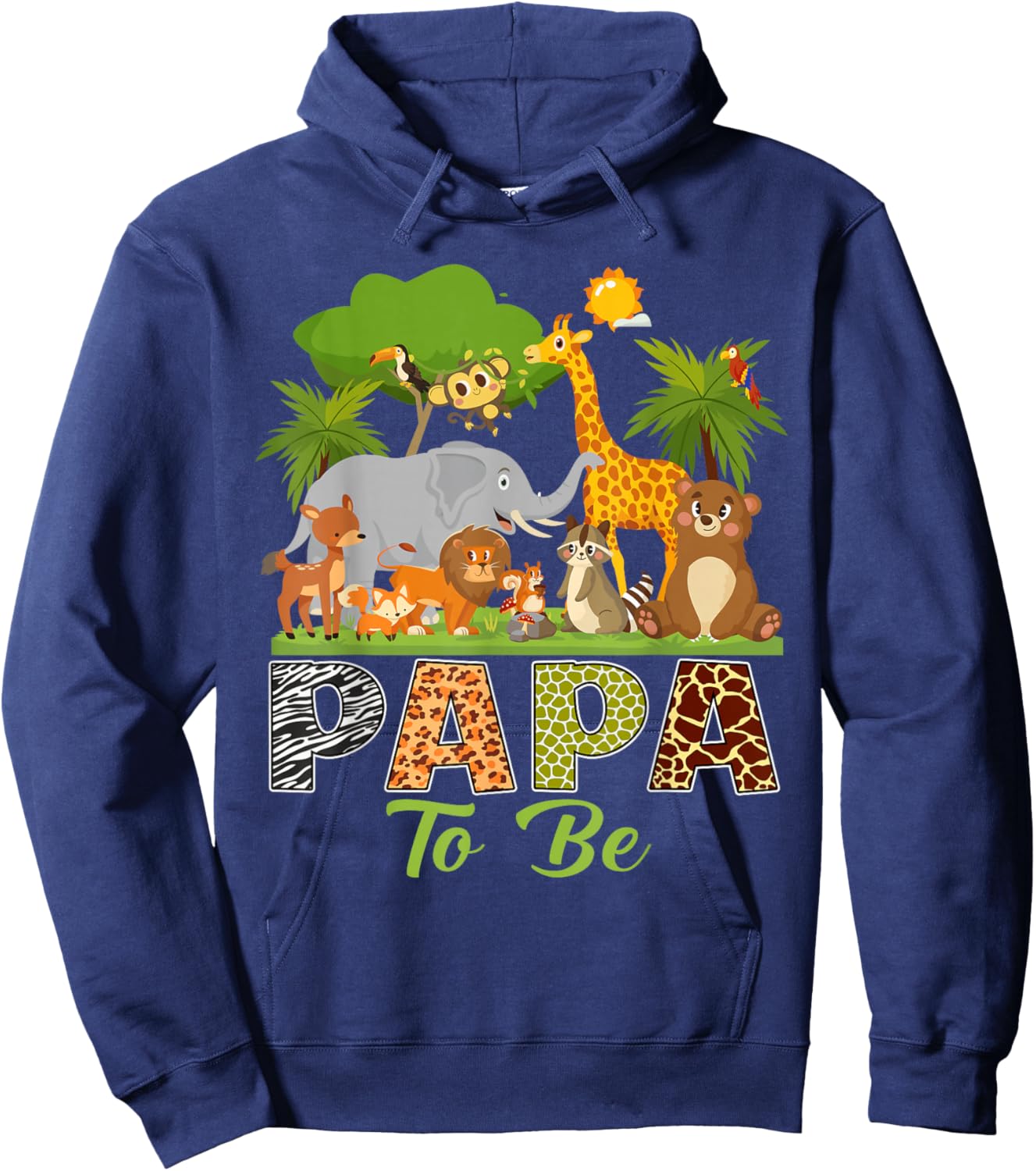 Soon To Be Papa Jungle Animal Safari Baby Announcement Hoodie - Hoodie | Navy