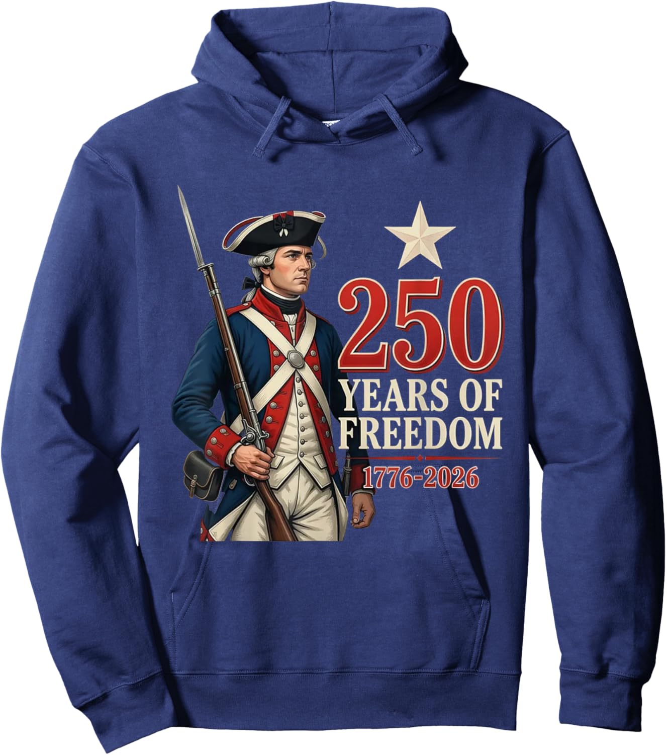 American Colonial Soldier 250 Years of Freedom 1776-2026 Hoodie - Hoodie | Navy