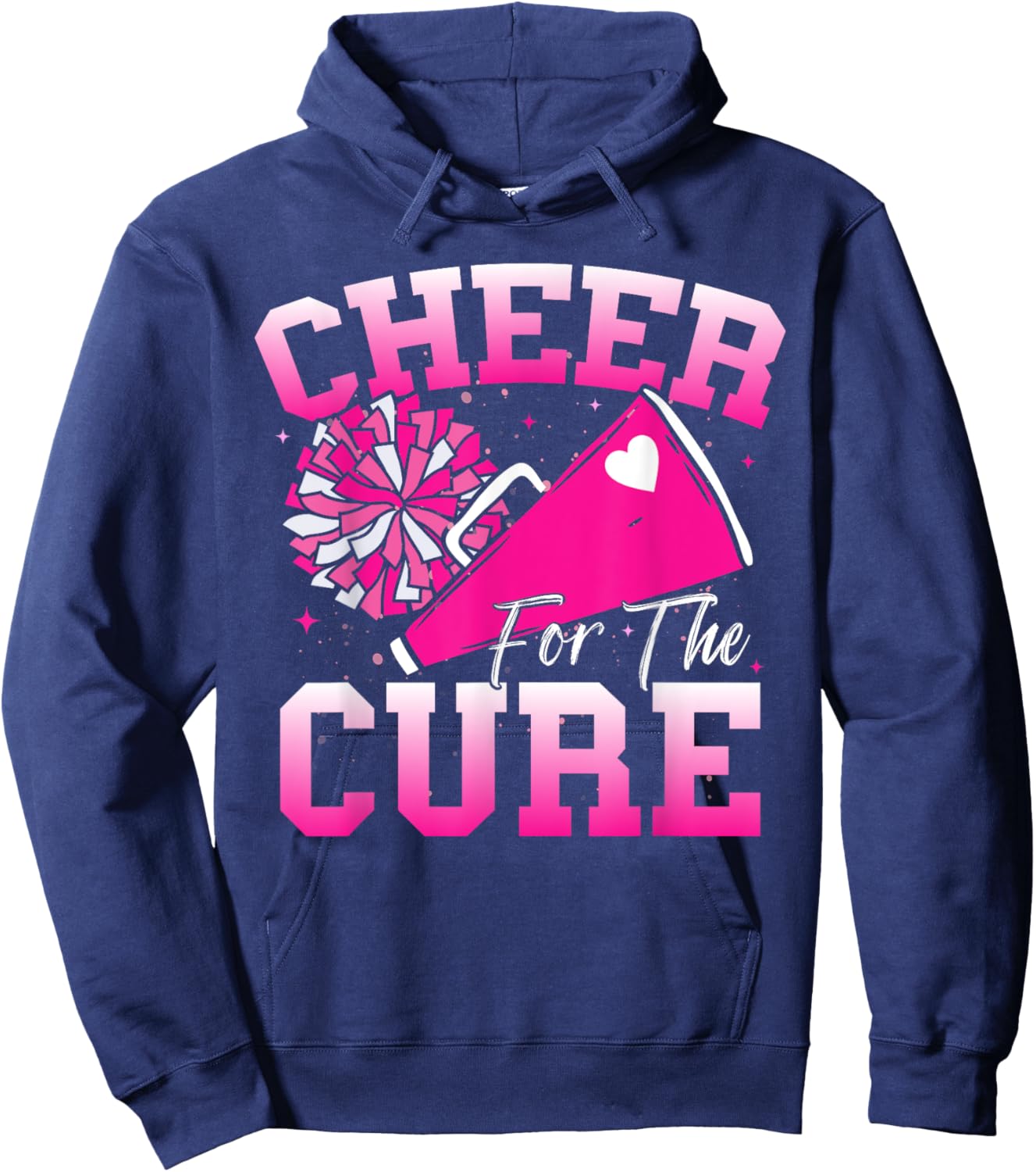 Cheer For The Cure Sport Breast Cancer Awareness Cheerleader Hoodie - Hoodie | Navy