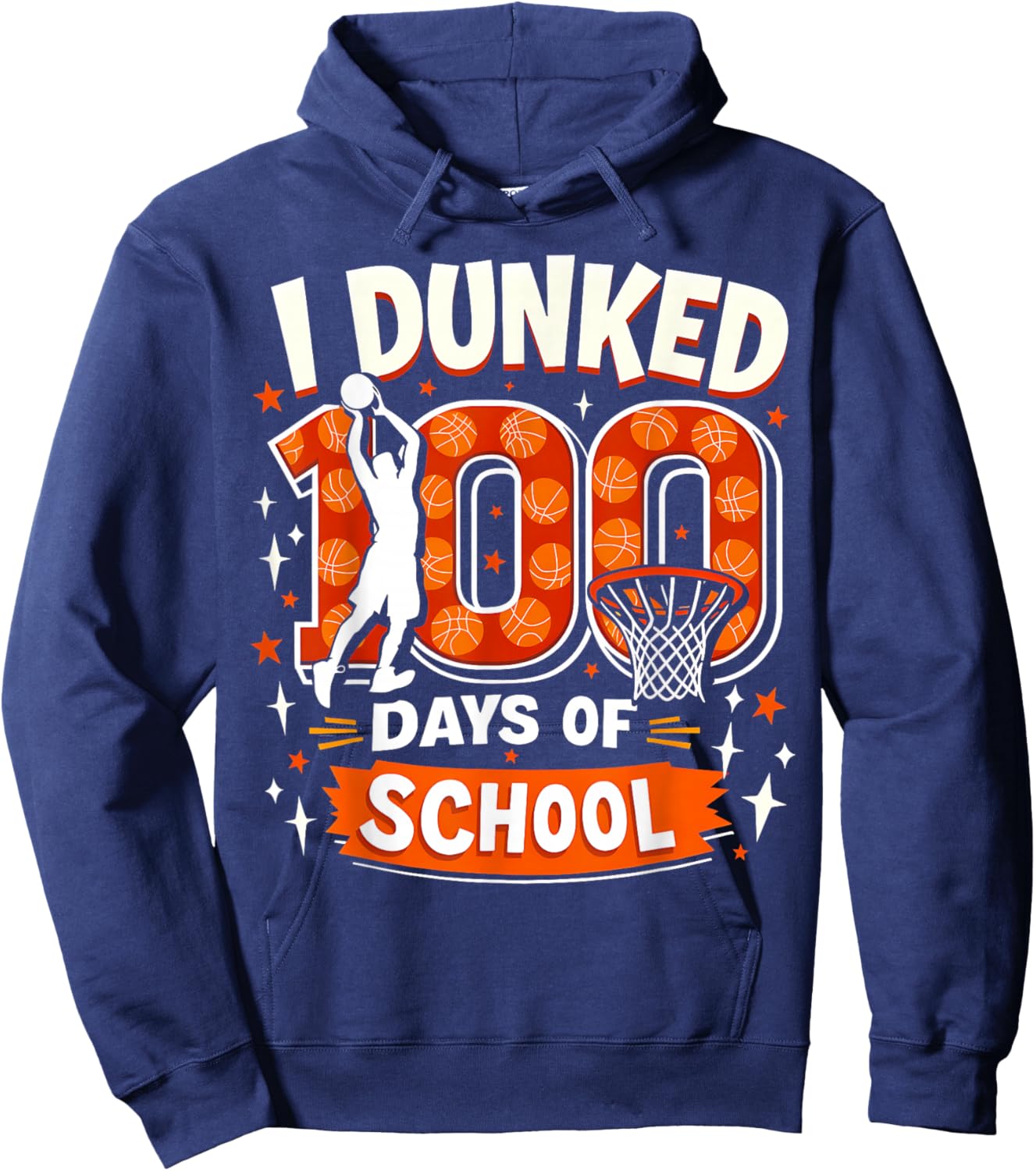 I Dunked 100 Days of School Boys Basketball 100th Day Kids Hoodie - Hoodie | Navy
