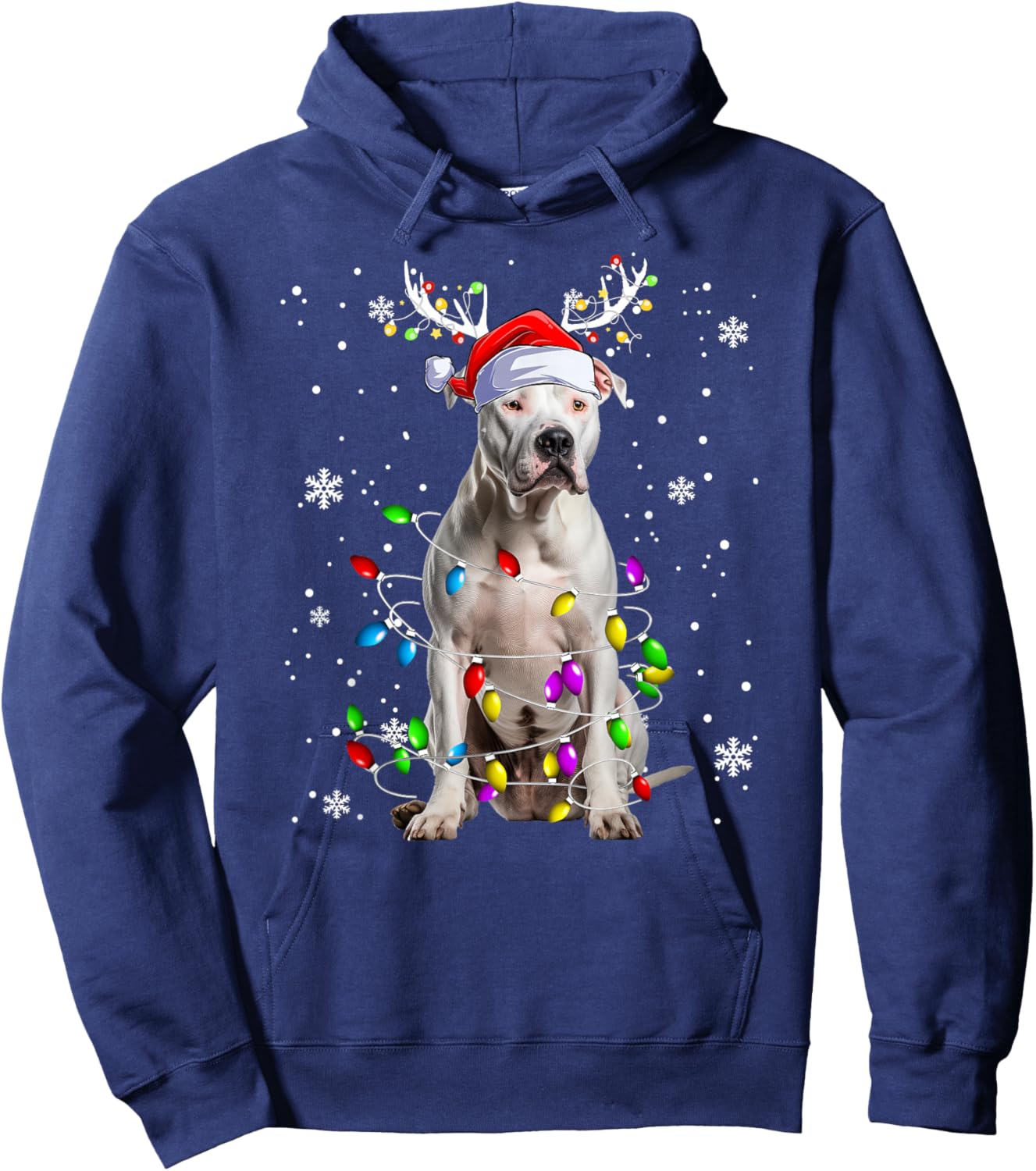 Pitbull Doggy funny Christmas Pitbull dog Reindeer Women Kids Hoodie - Hoodie | Navy