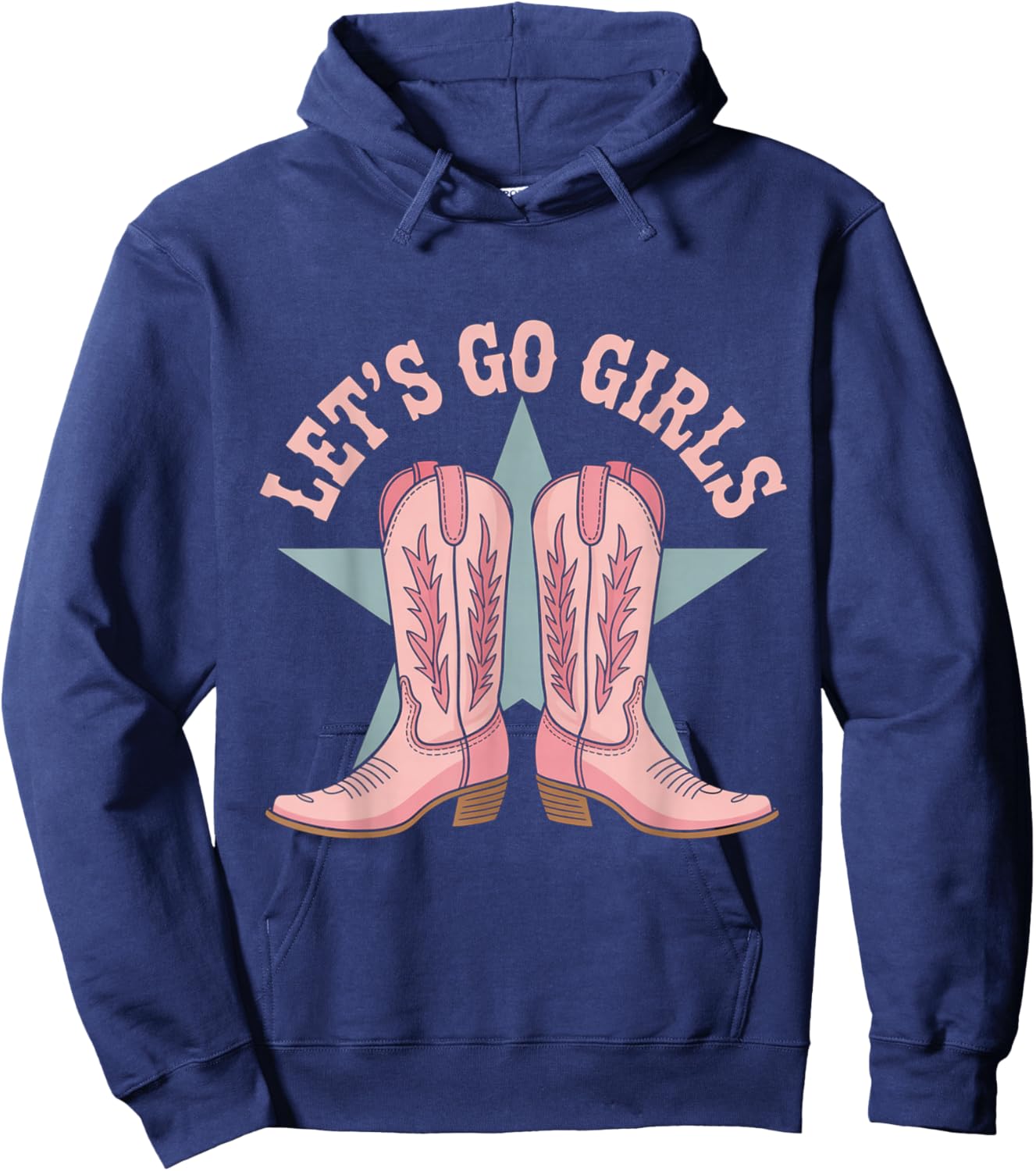 Lets Go Girls Coquette Western Country Graphic Cowgirl Hoodie - Hoodie | Navy