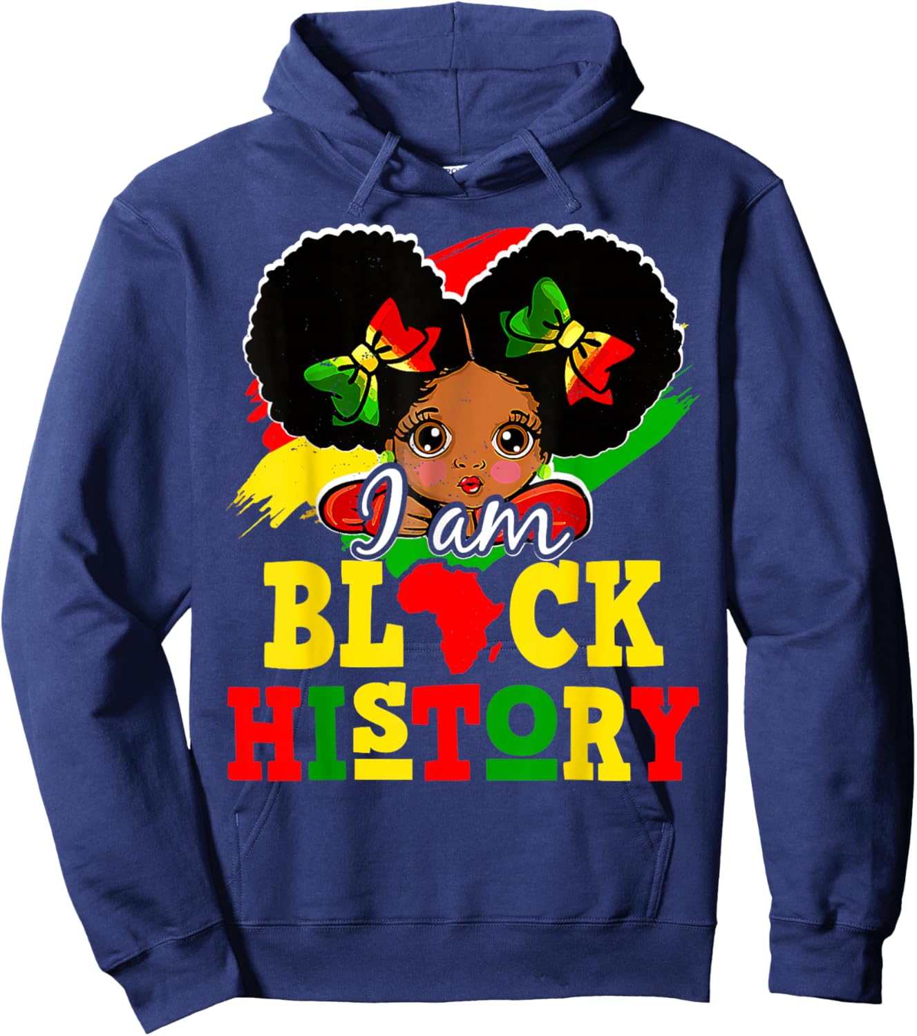 I Am Black History Month Cute Messy Bun Girl Kids Toddlers Hoodie - Hoodie | Navy