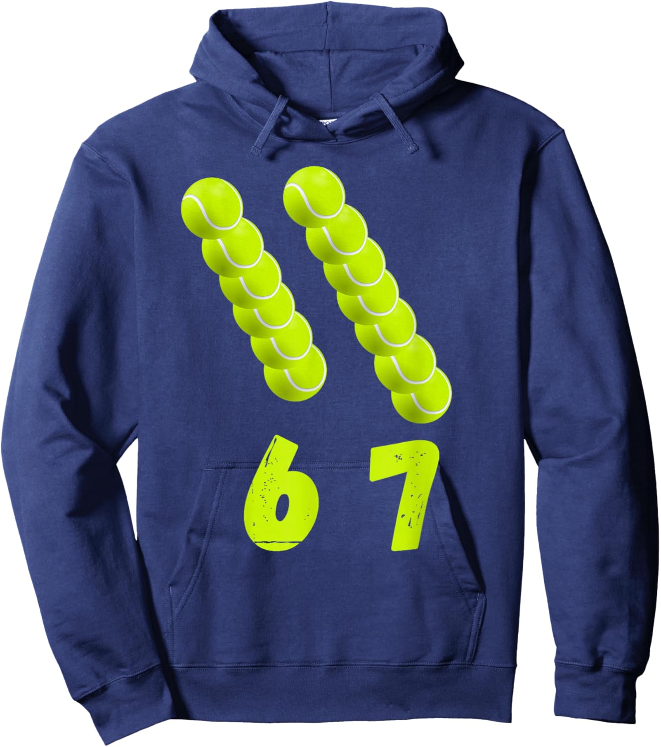 Funny Tennis Lover 6 7 Meme Tennis Balls Gen Alpha Slang Hoodie - Hoodie | Navy
