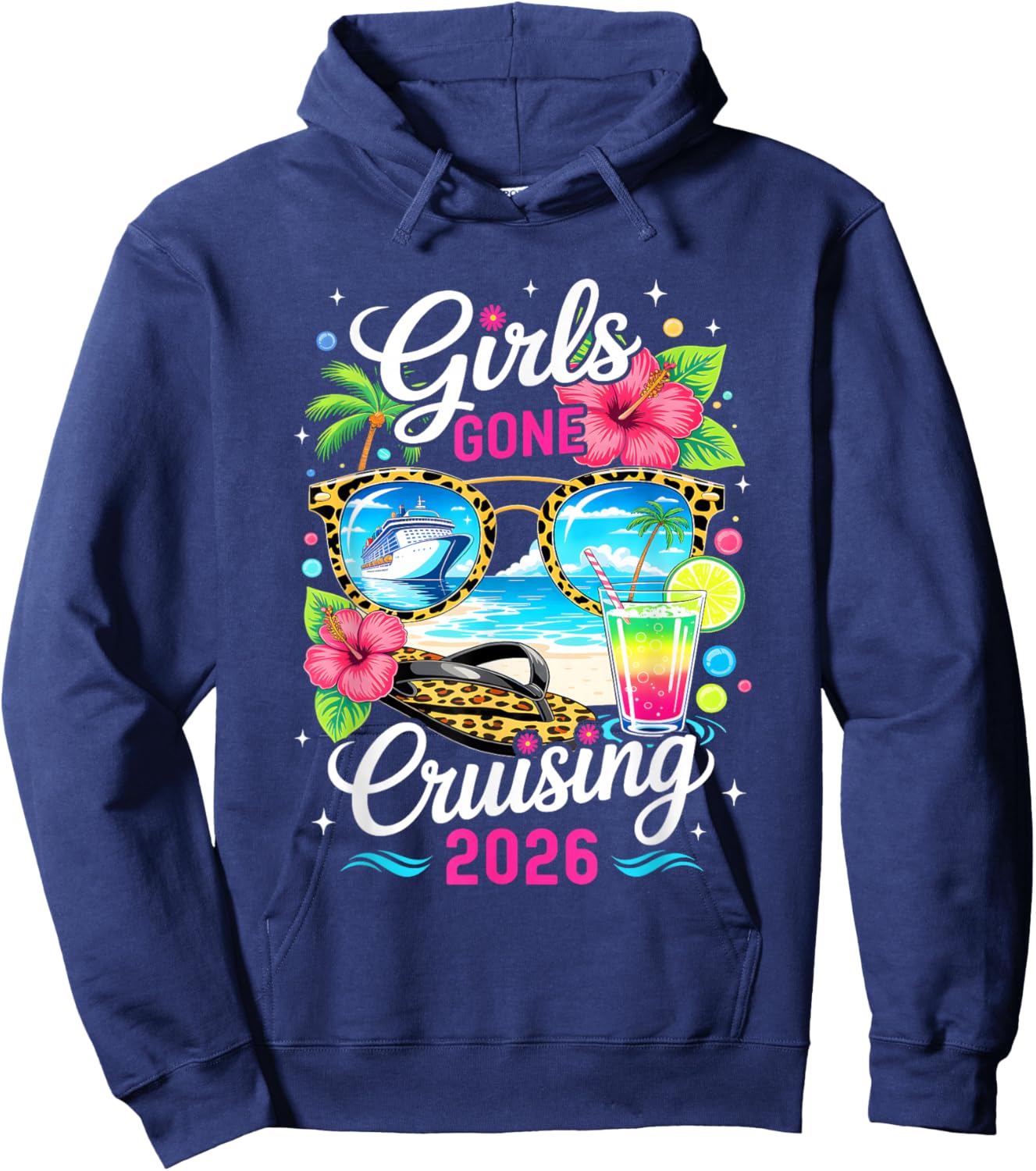 Girls Gone Cruising 2026 Tropical Vacation Party Trip Hoodie - Hoodie | Navy