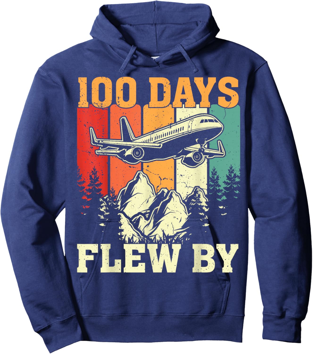 100 Days Just Flew By Airplane 100th Day Of School Teacher Hoodie - Hoodie | Navy