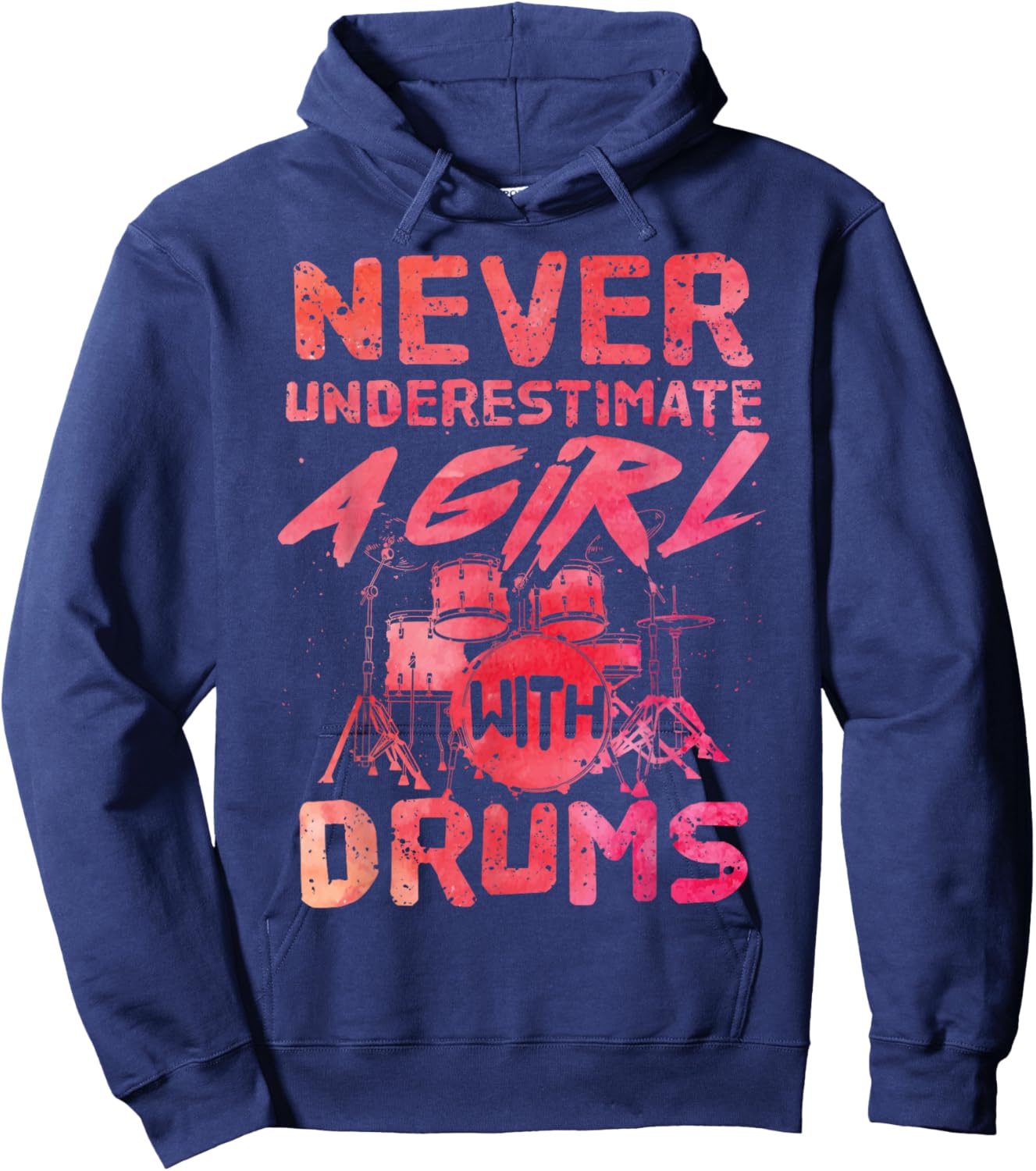 Funny Drummer Art For Girls Women Drumming Drum Set Drummer Hoodie - Hoodie | Navy