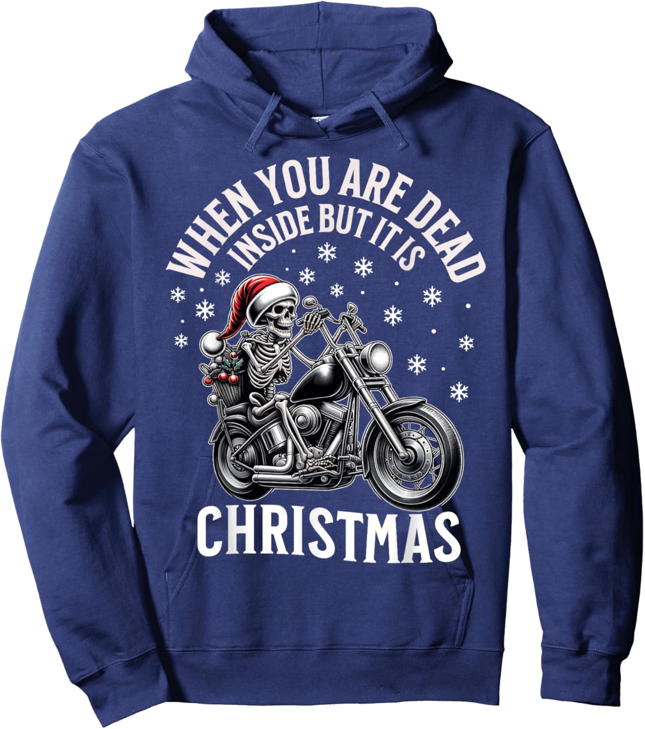 When You're Dead Inside But It's Christmas Skeleton Hoodie - Hoodie | Navy
