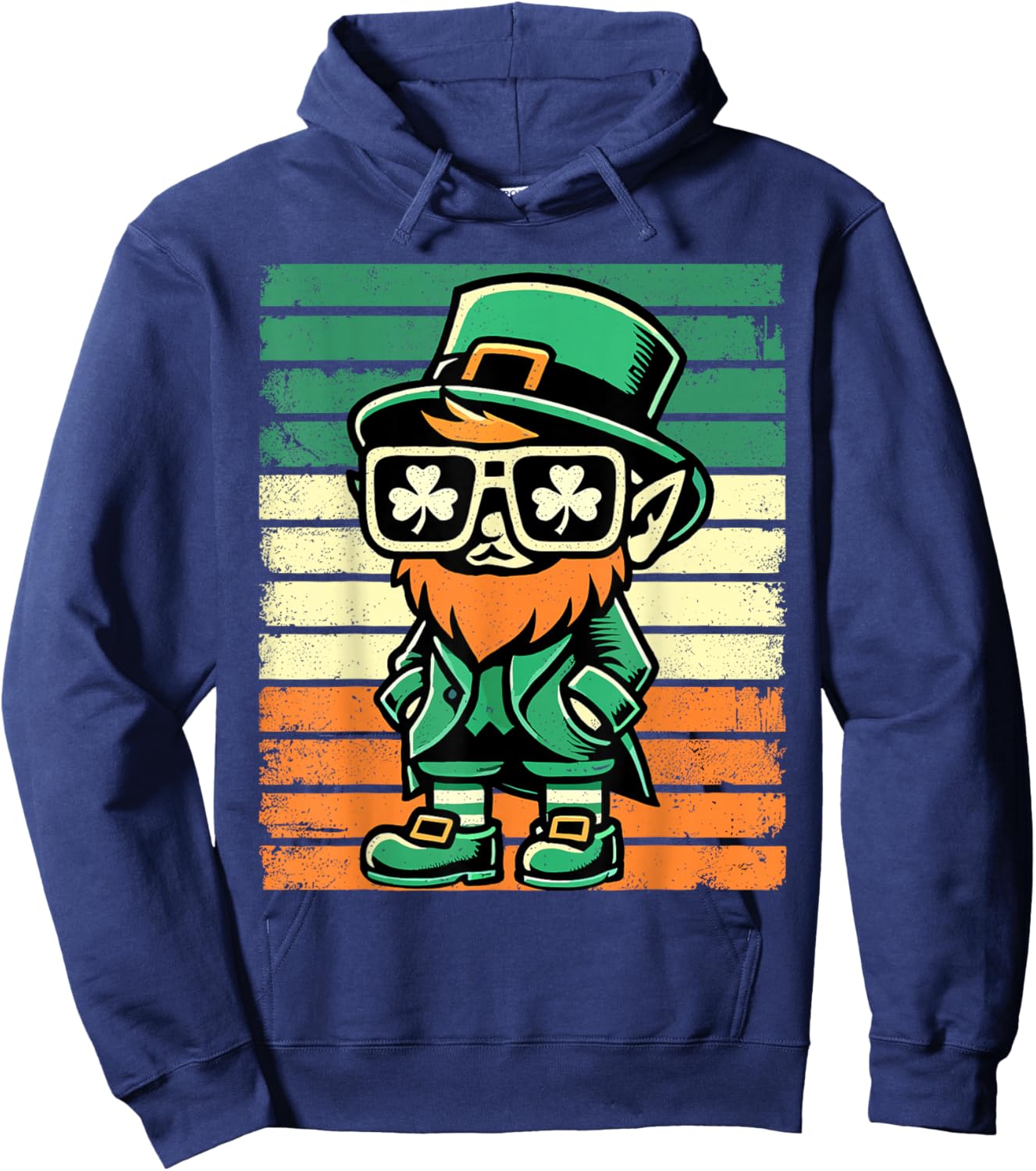 Lustiges St. Patrick's Day, Retro-Design, Leprechaun, Kleeblatt Hoodie - Hoodie | Navy