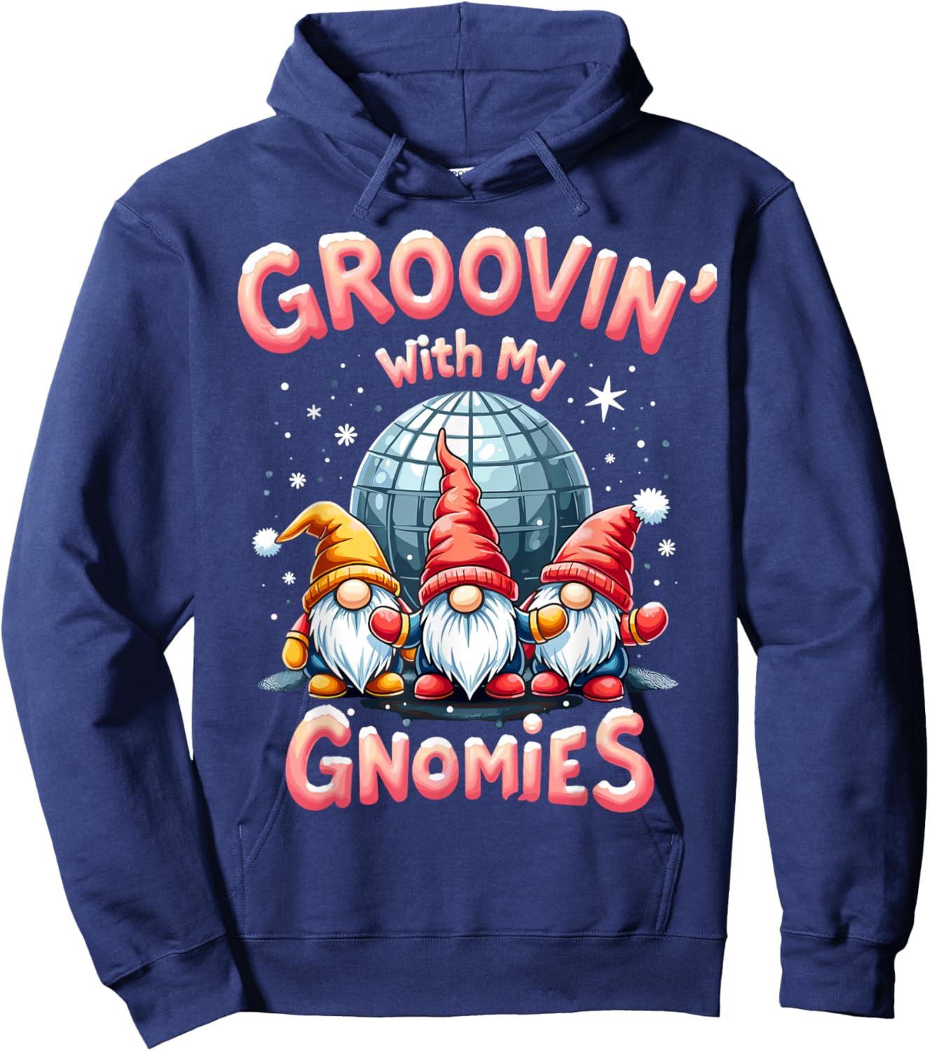 Groovin' with My Gnomies - Funny Disco Party Gnome Hoodie - Hoodie | Navy