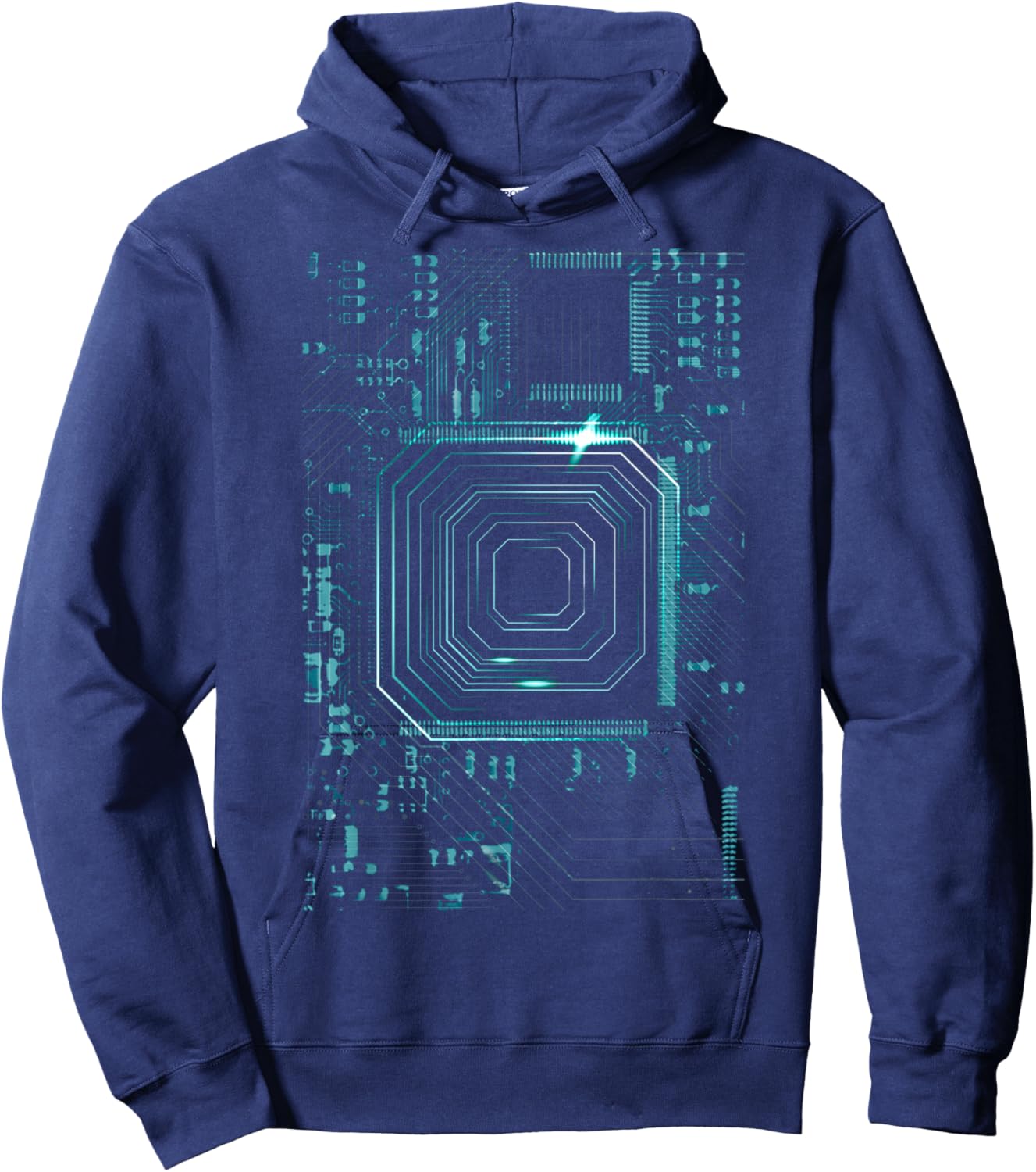 Motherboard Microchip Circuit Black IT Computer Background Hoodie - Hoodie | Navy